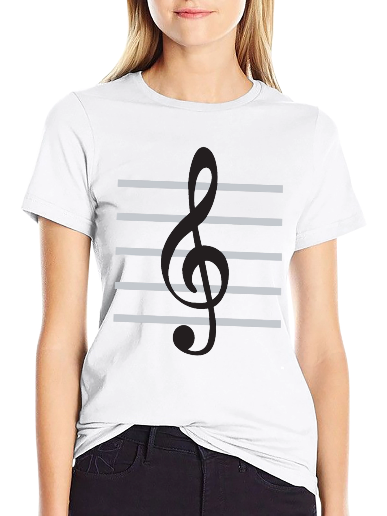 Musical Clef Staff T-Shirt - Black Cotton Tee