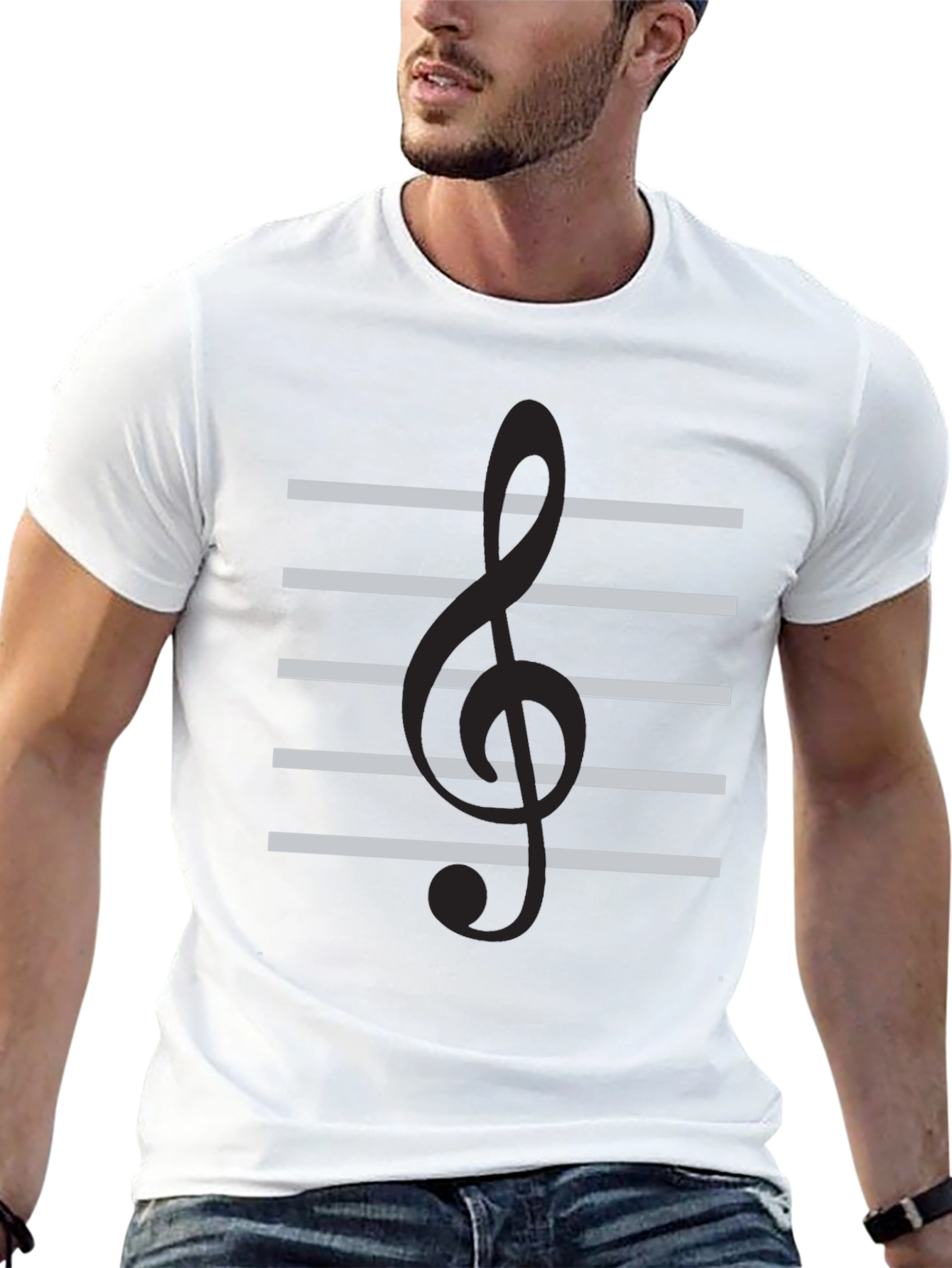Musical Clef Staff T-Shirt - Black Cotton Tee