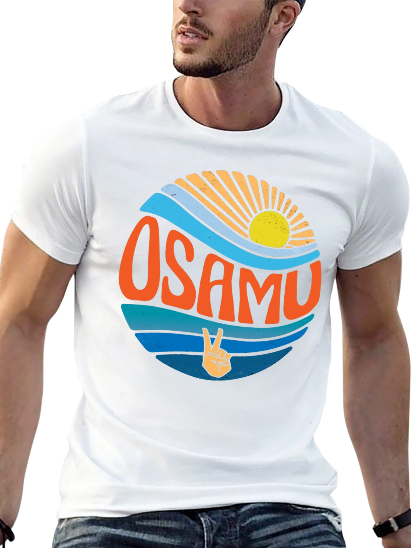 Osamu Graphic Print Tee - Retro Surf Design