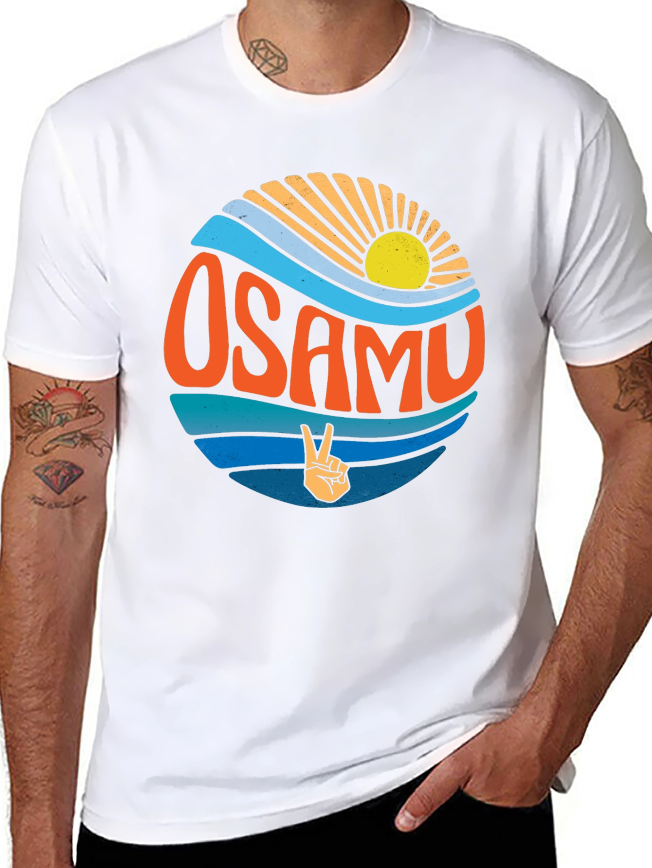 Osamu Graphic Print Tee - Retro Surf Design