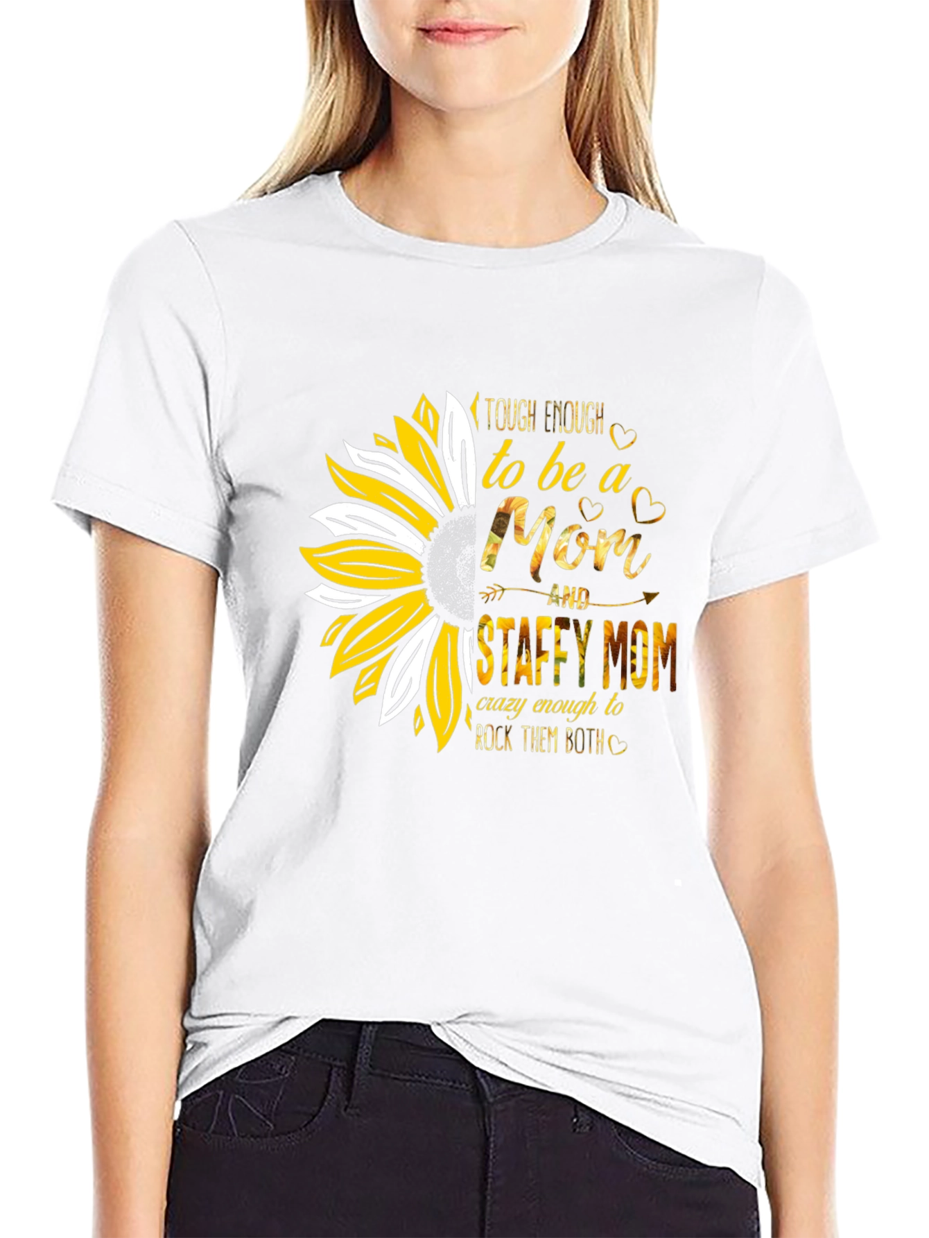 Tough Enough Staffy Mom Sunflower T-Shirt