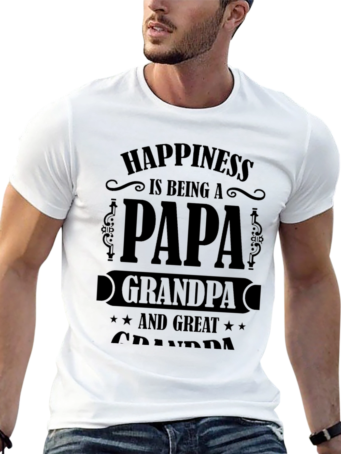 Happiness is Being a Papa Grandpa Great Grandpa T-Shirt