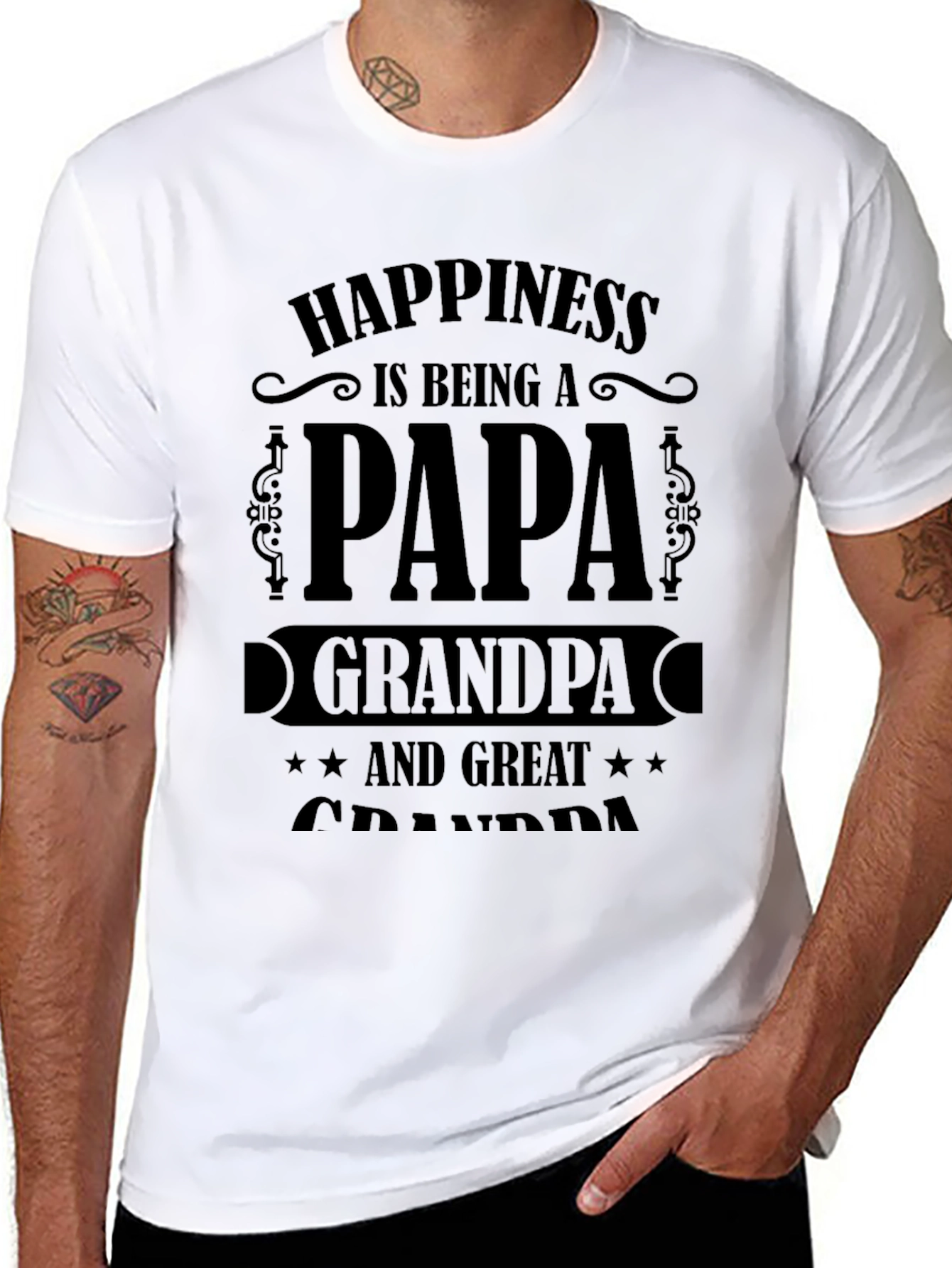 Happiness is Being a Papa Grandpa Great Grandpa T-Shirt