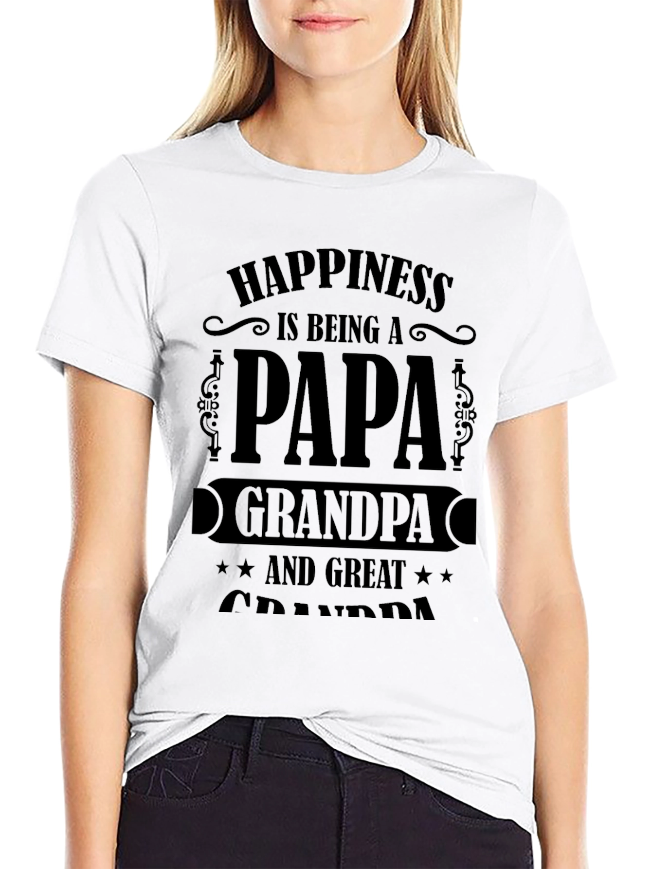 Happiness is Being a Papa Grandpa Great Grandpa T-Shirt