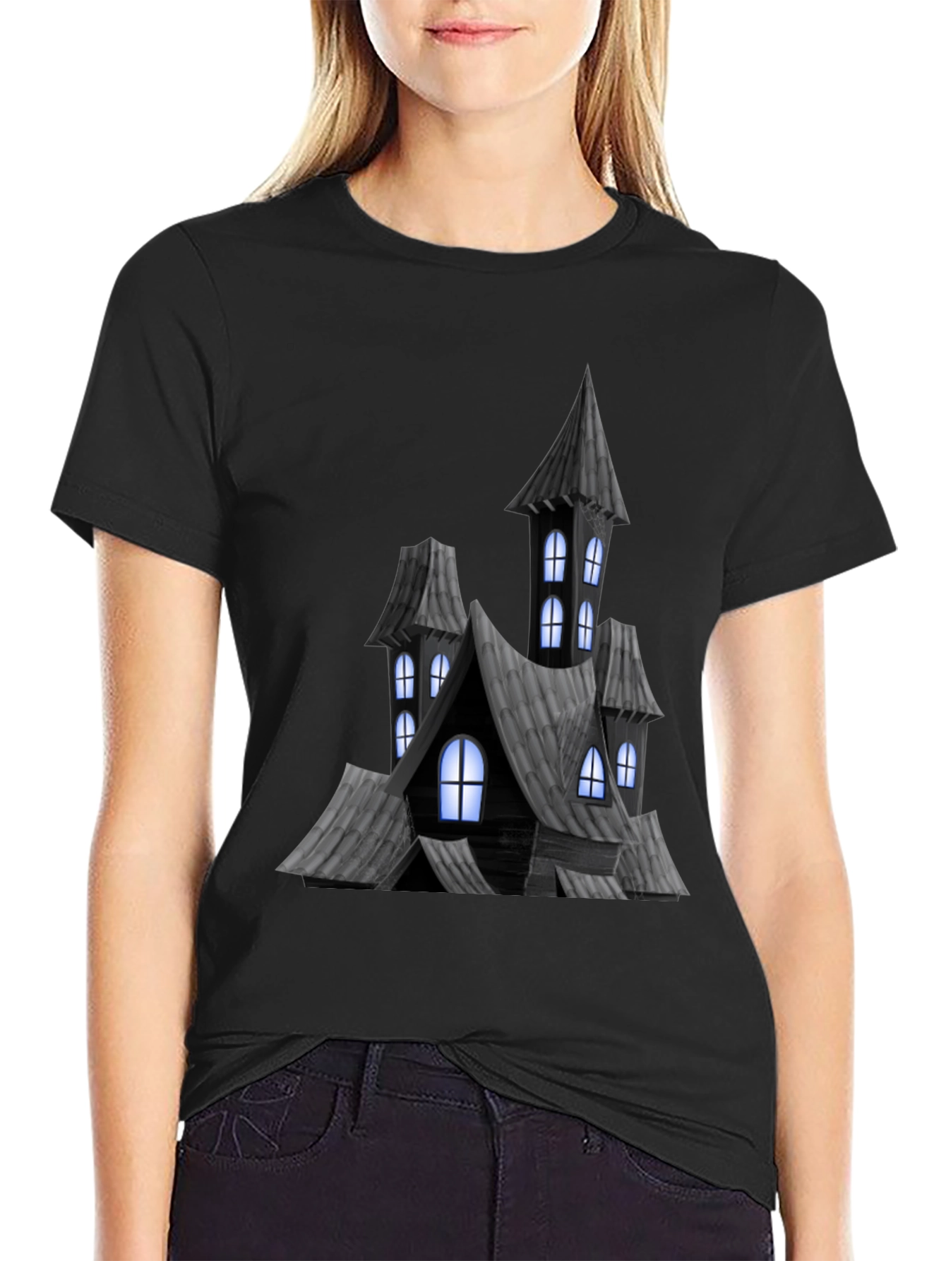 Haunted House Graphic Tee - Spooky Halloween Shirt
