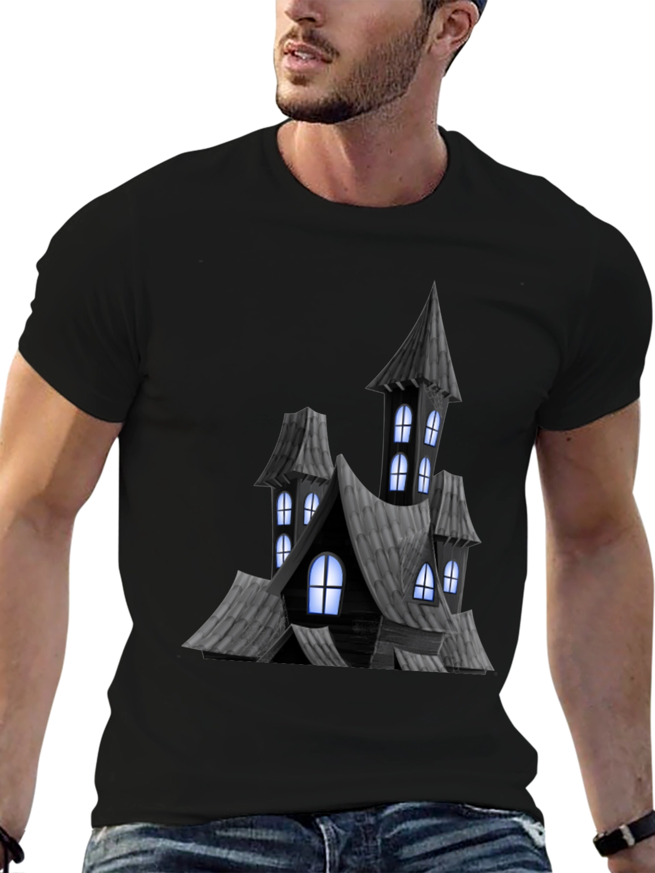 Haunted House Graphic Tee - Spooky Halloween Shirt