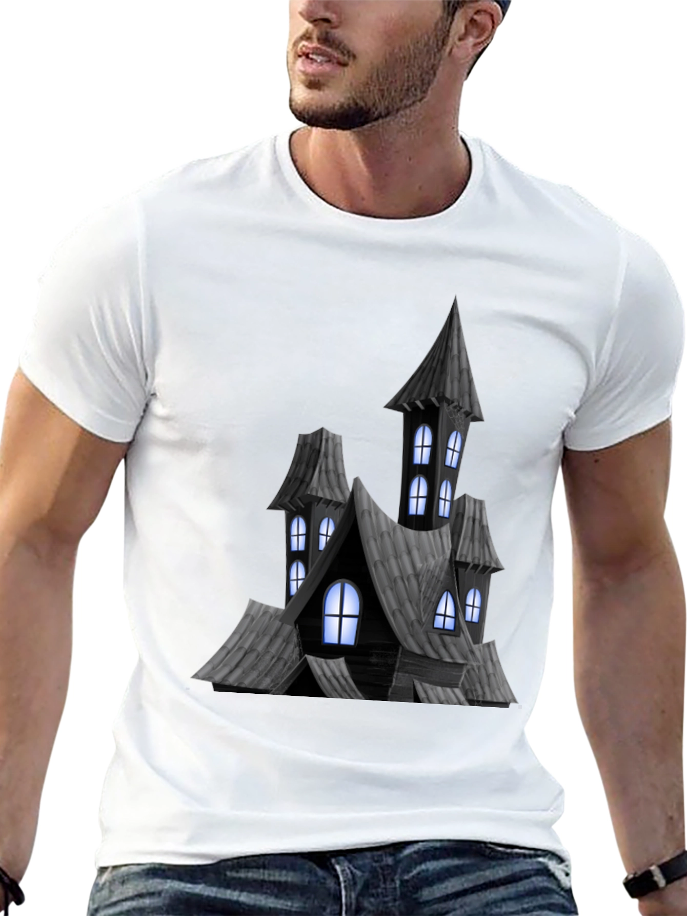 Haunted House Graphic Tee - Spooky Halloween Shirt