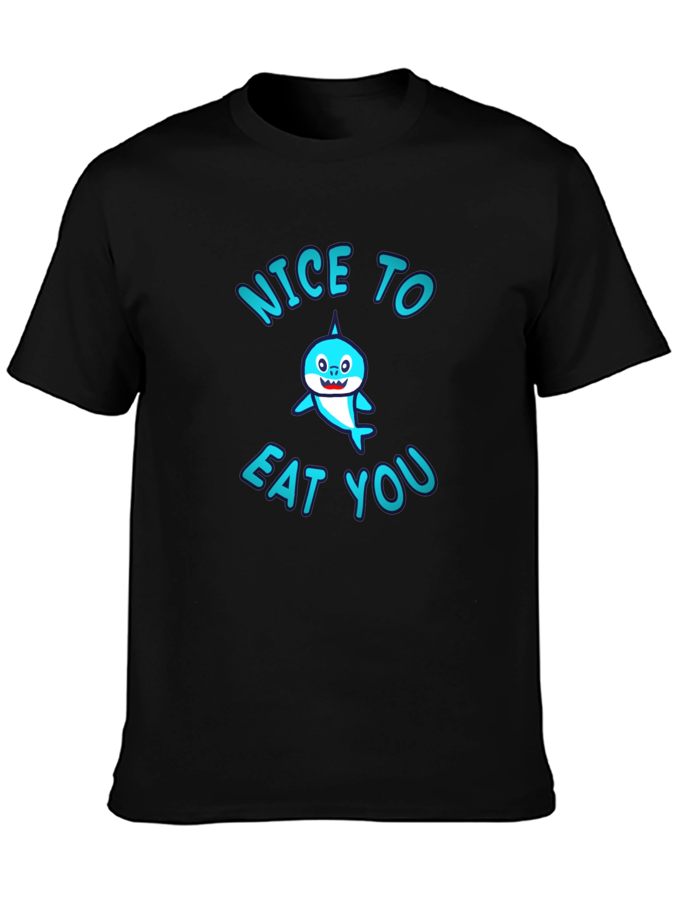 Nice To Eat You Shark Graphic T-Shirt - Black