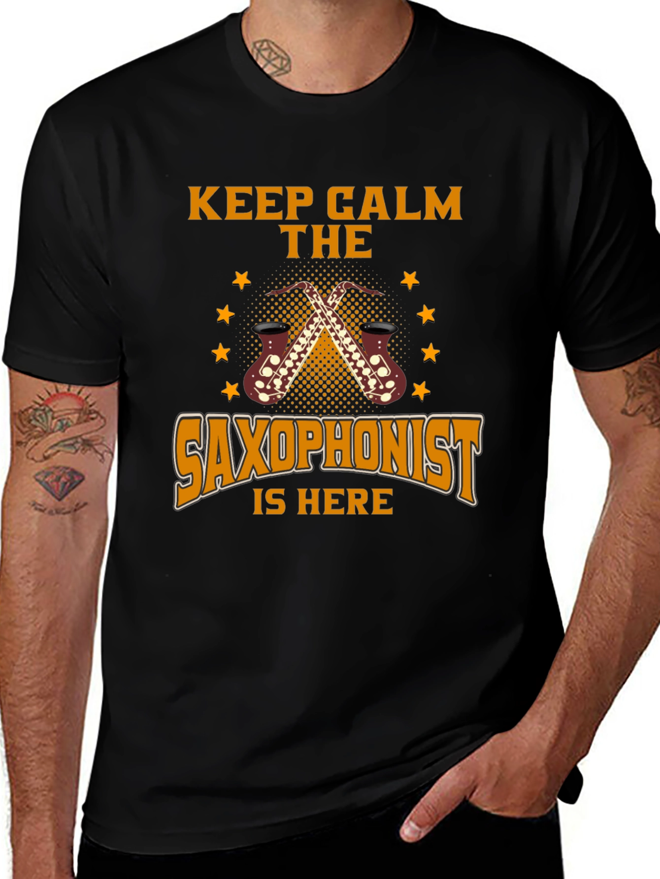 Keep Calm Saxophonist T-Shirt - Black