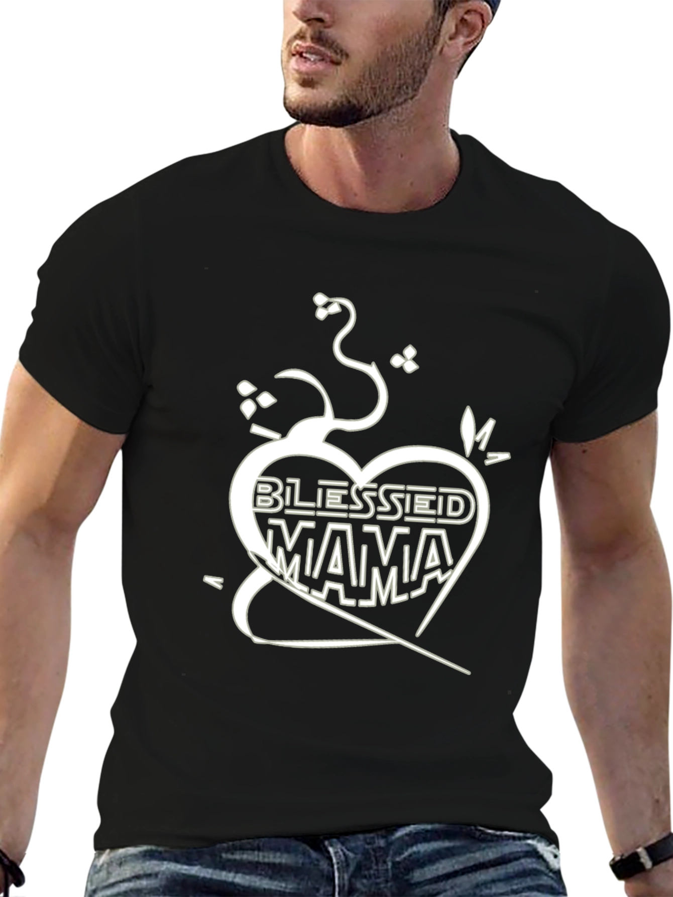 Blessed Mama Graphic Tee - Black Cotton Shirt