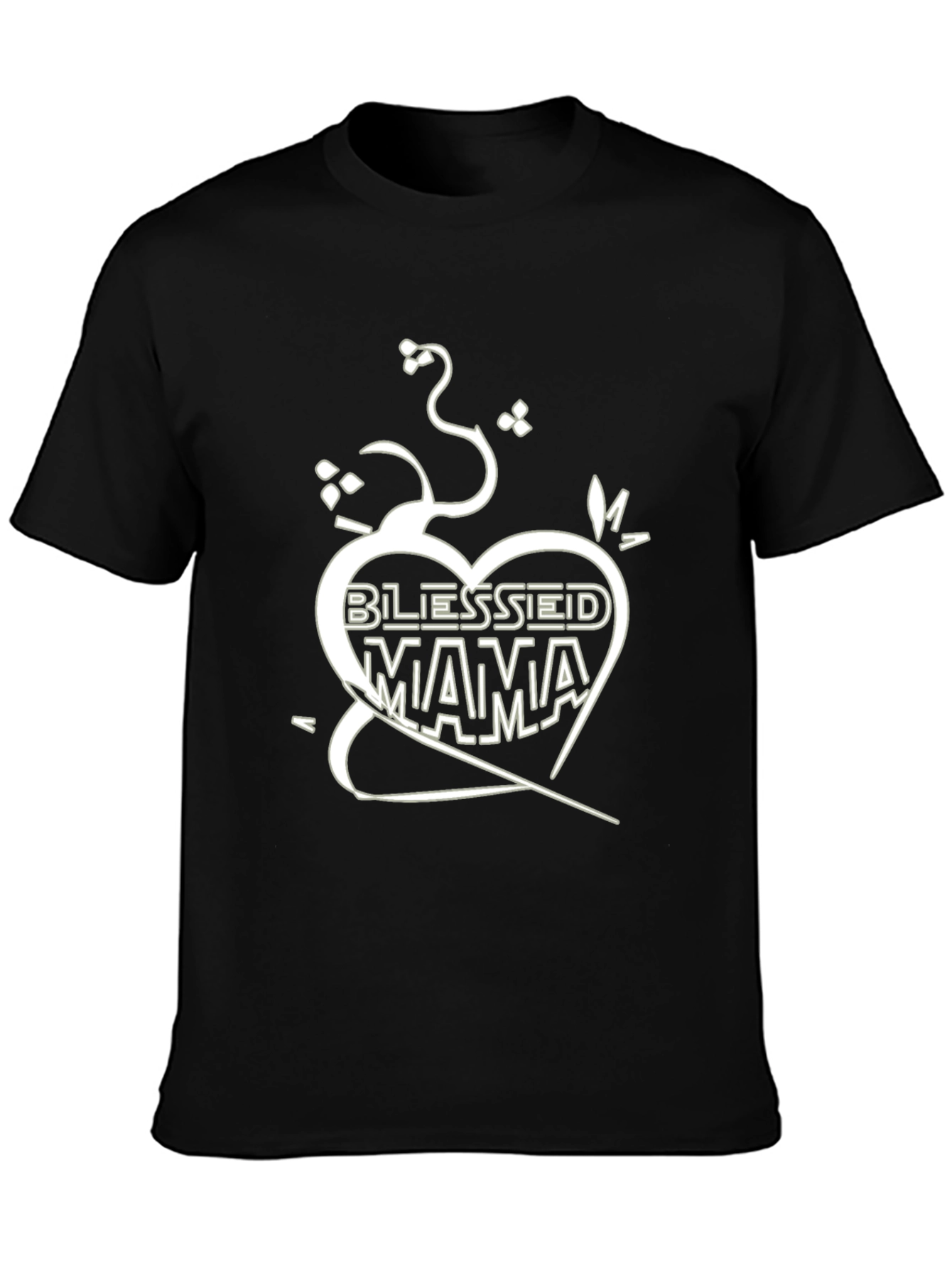 Blessed Mama Graphic Tee - Black Cotton Shirt