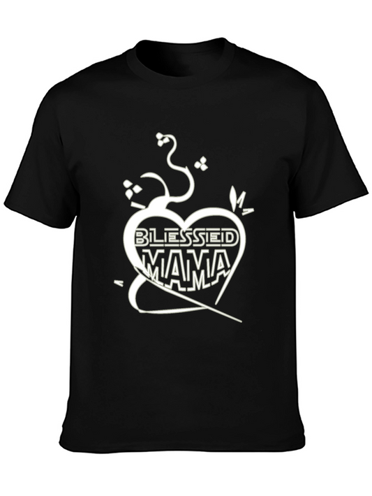 Blessed Mama Graphic Tee - Black Cotton Shirt