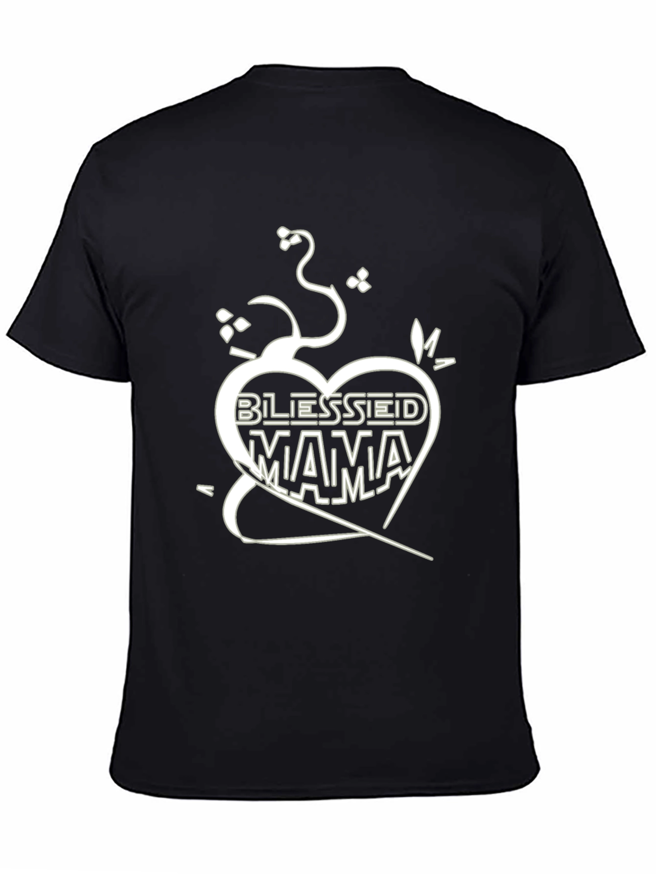 Blessed Mama Graphic Tee - Black Cotton Shirt