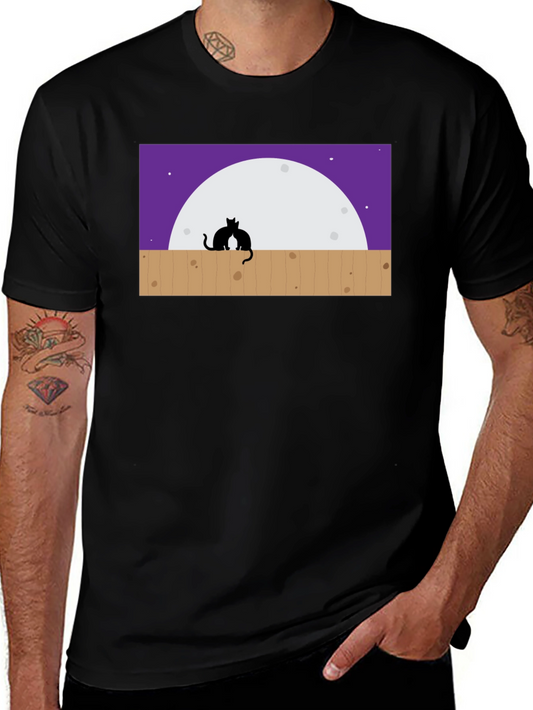 Cats on Fence Moon T-Shirt