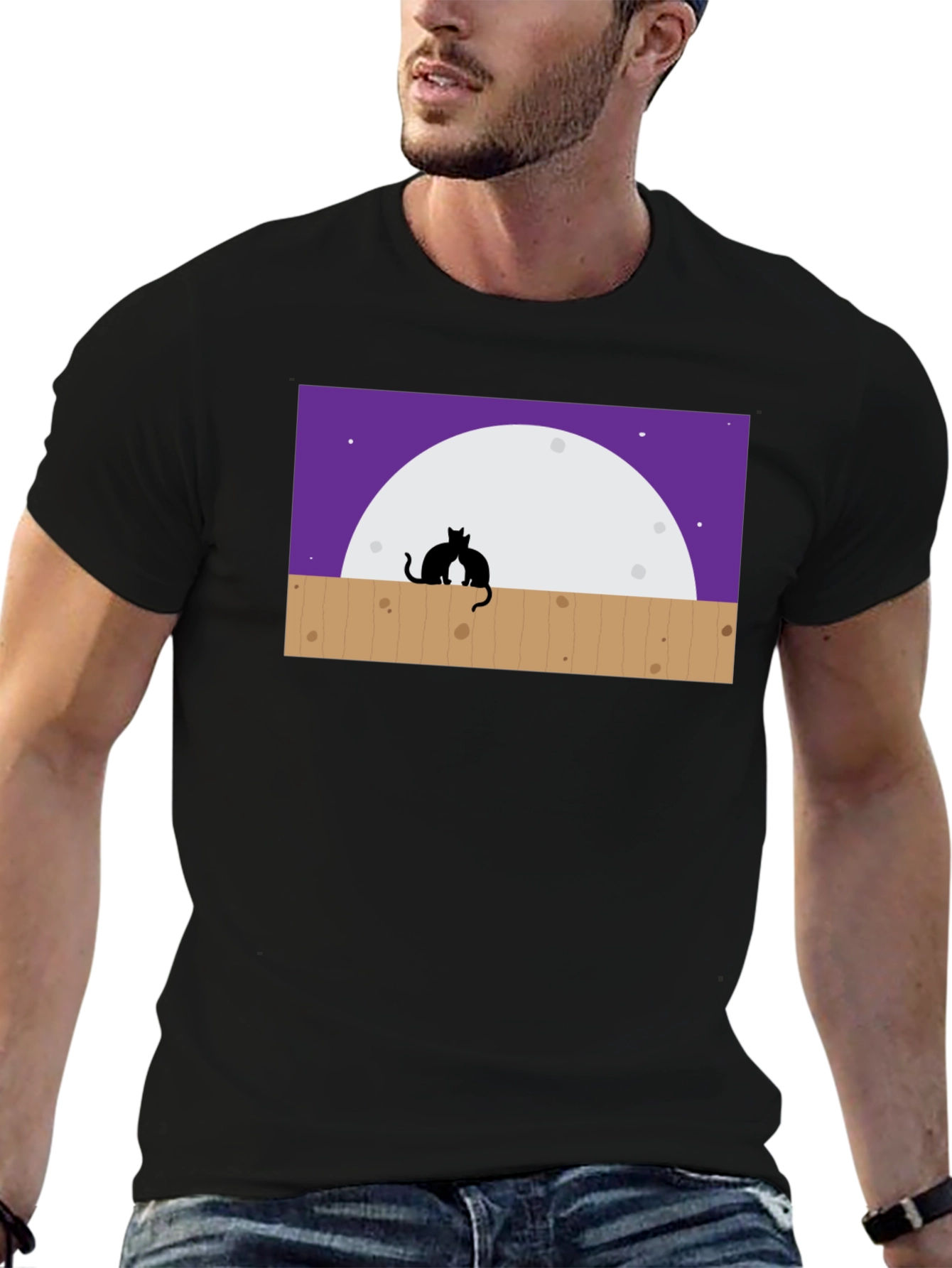 Cats on Fence Moon T-Shirt