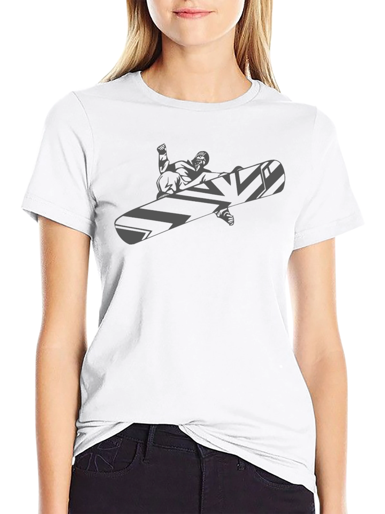 Mens Black Snowboard Graphic Tee