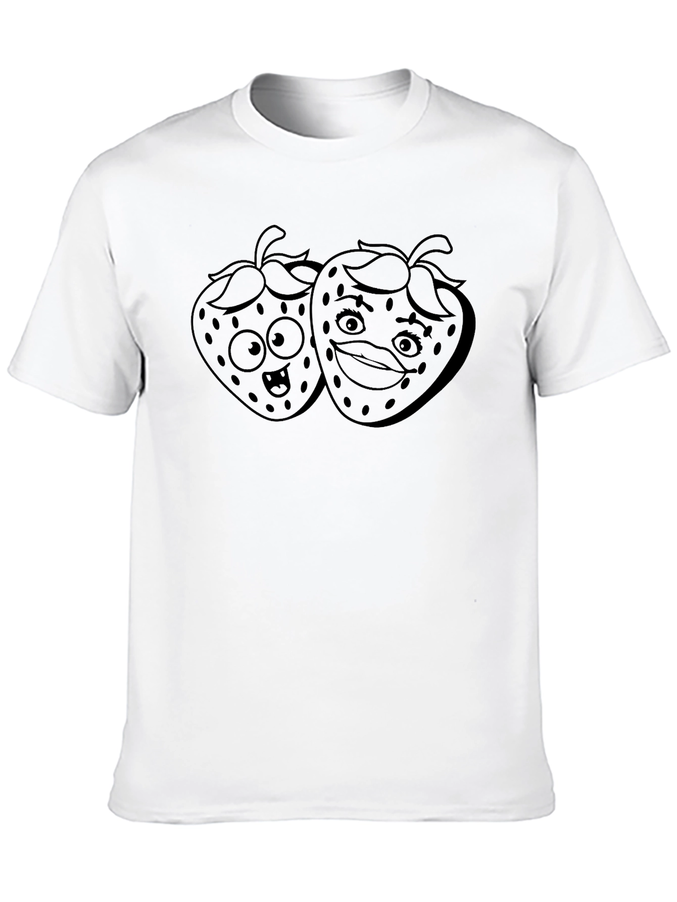 Fun Strawberry Graphic Black T-Shirt