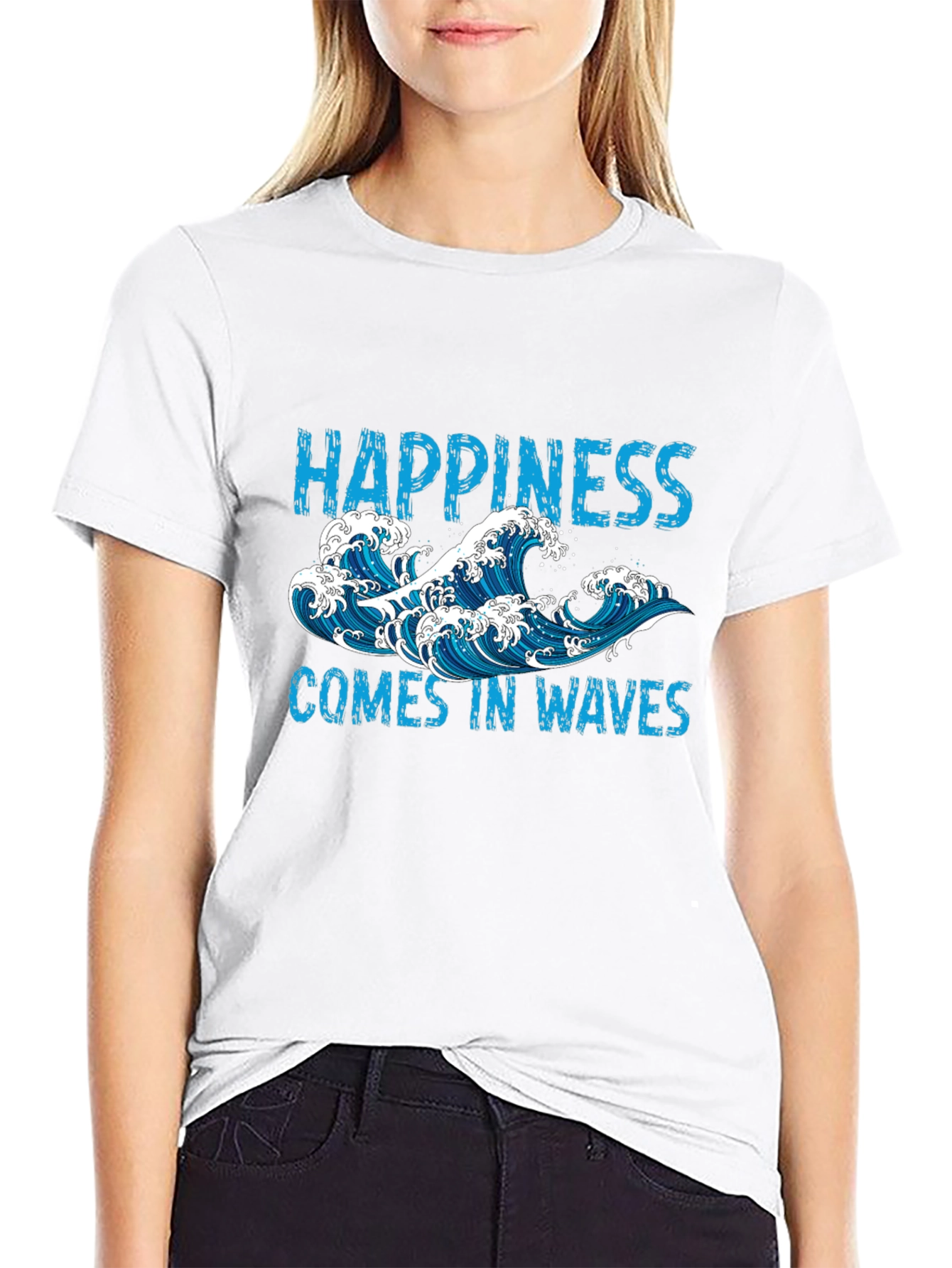 Happiness Comes In Waves Mens Graphic Tee