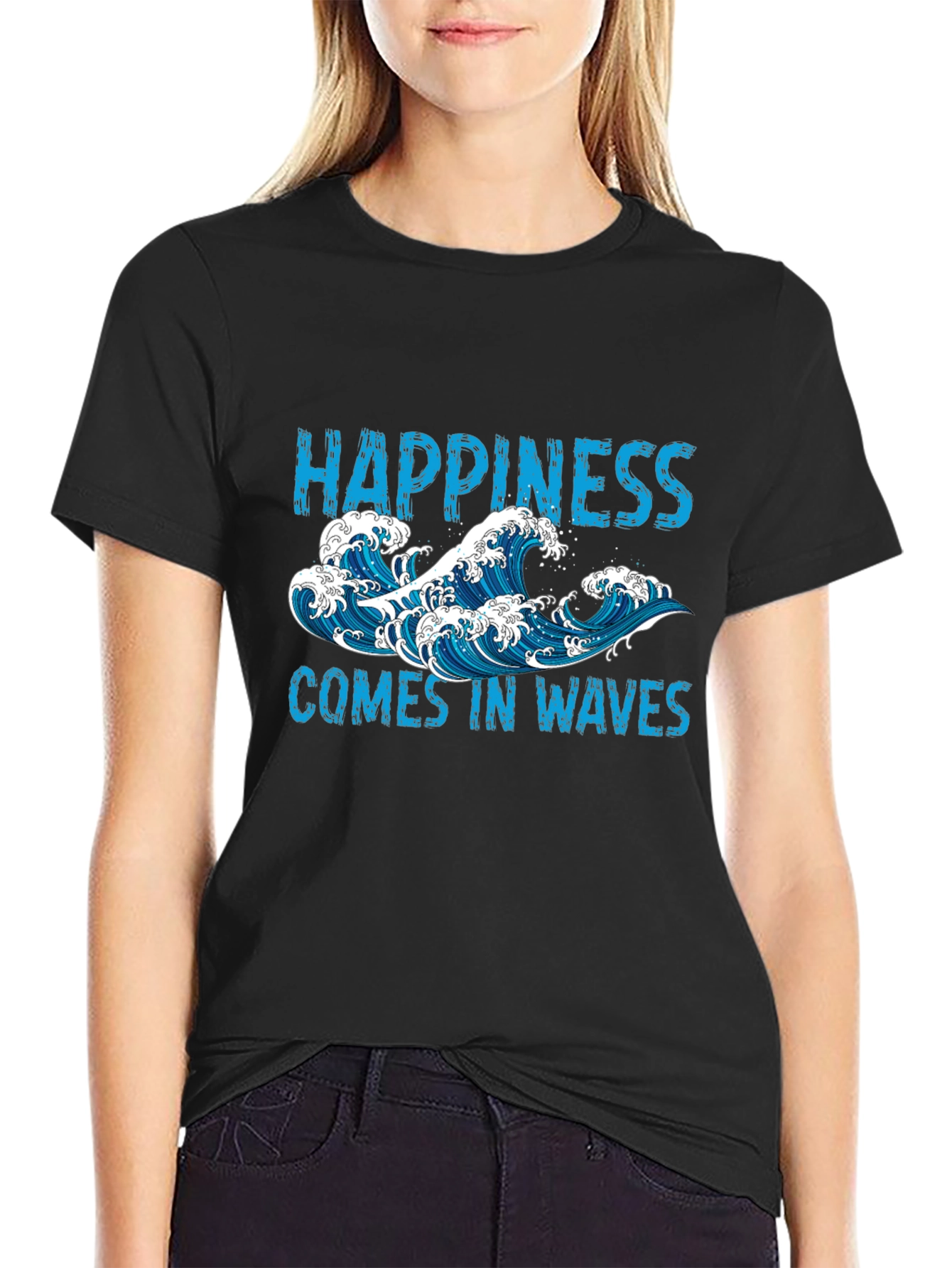 Happiness Comes In Waves Mens Graphic Tee
