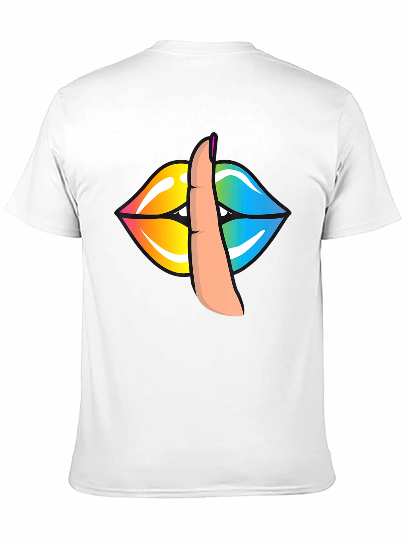 Rainbow Lips Shhh Graphic Tee - Stylish Unisex T-Shirt