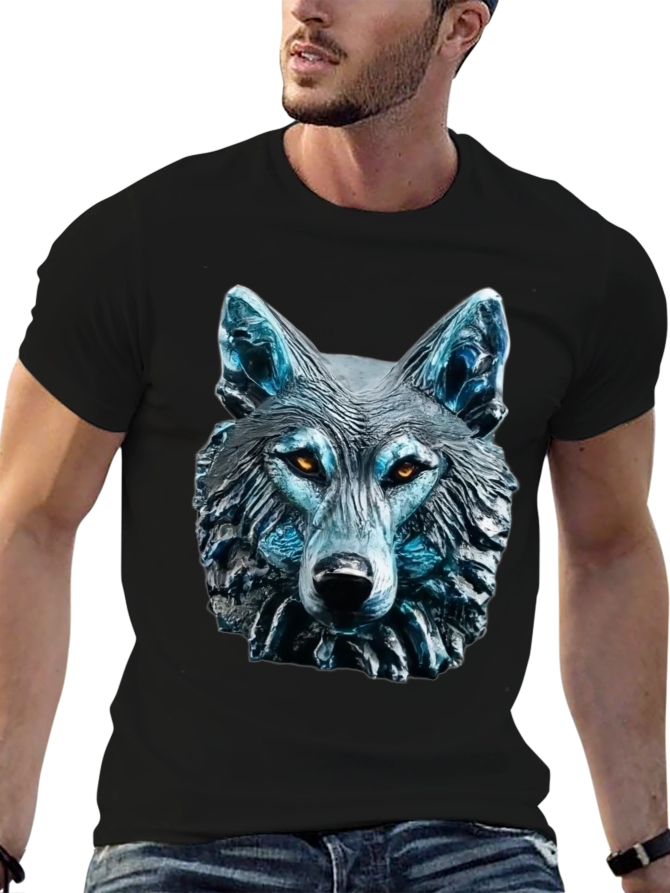 Wolf Graphic Tee - Black Stylish Animal Shirt