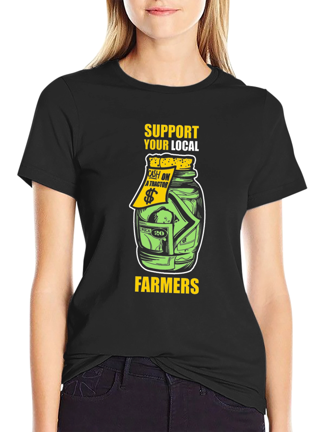 Support Local Farmers T-Shirt - Black Graphic Tee