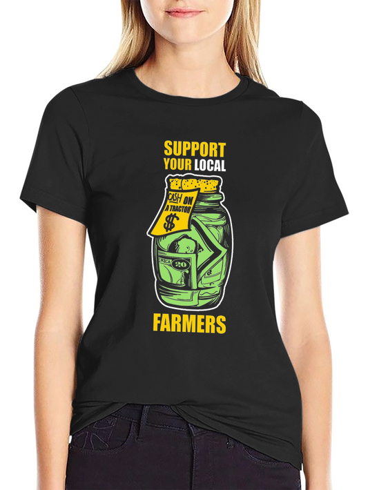 Support Local Farmers T-Shirt - Black Graphic Tee