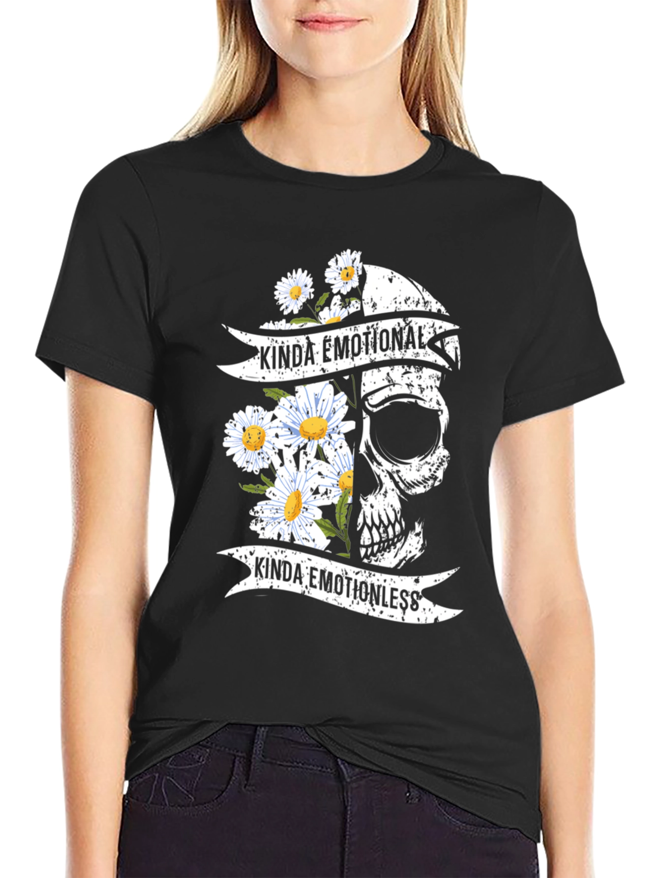 Kinda Emotional Skull Graphic Tee - Unisex