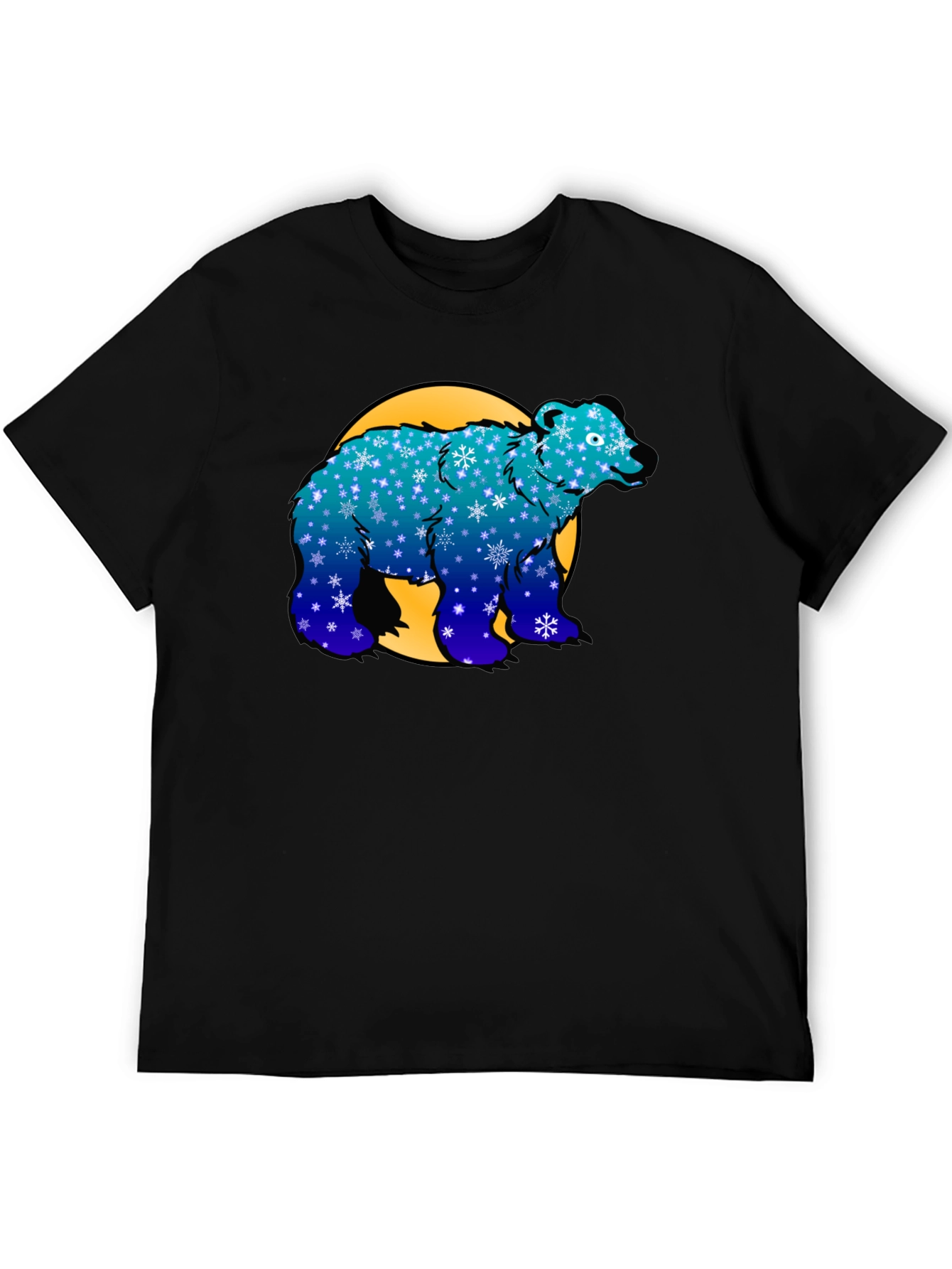 Winter Bear Graphic Tee - Black Cotton Blend