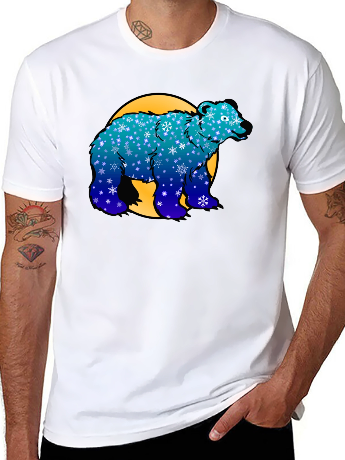 Winter Bear Graphic Tee - Black Cotton Blend