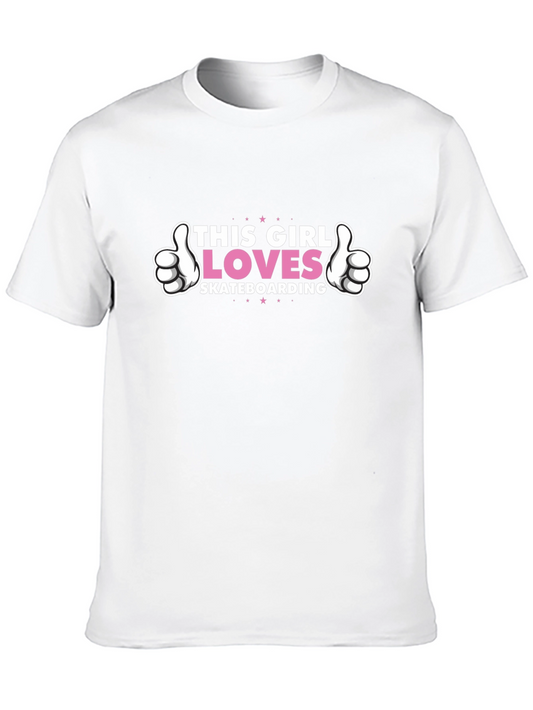 Girl Loves Skateboarding Black T-Shirt