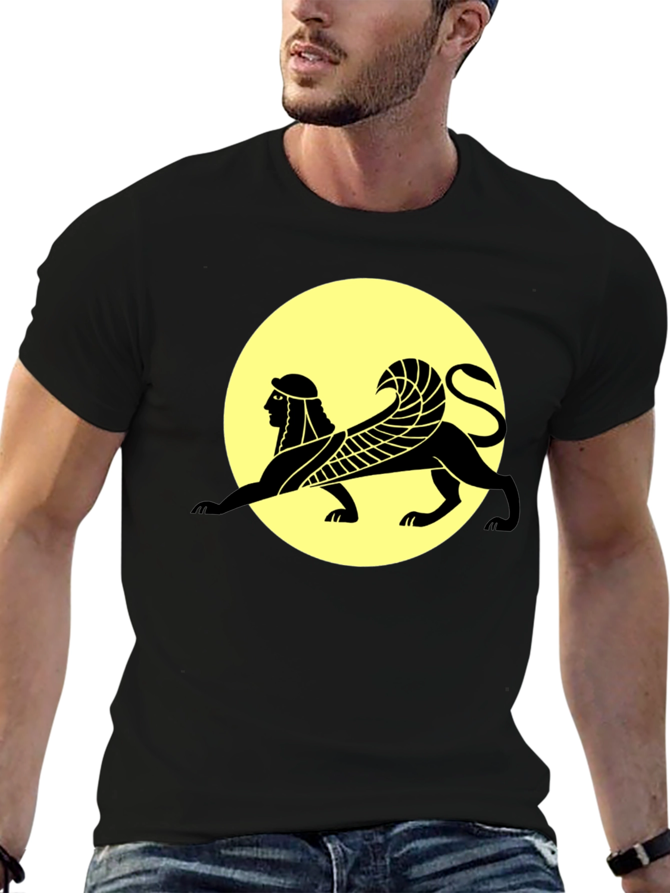 Sphinx Graphic Print Black T-Shirt