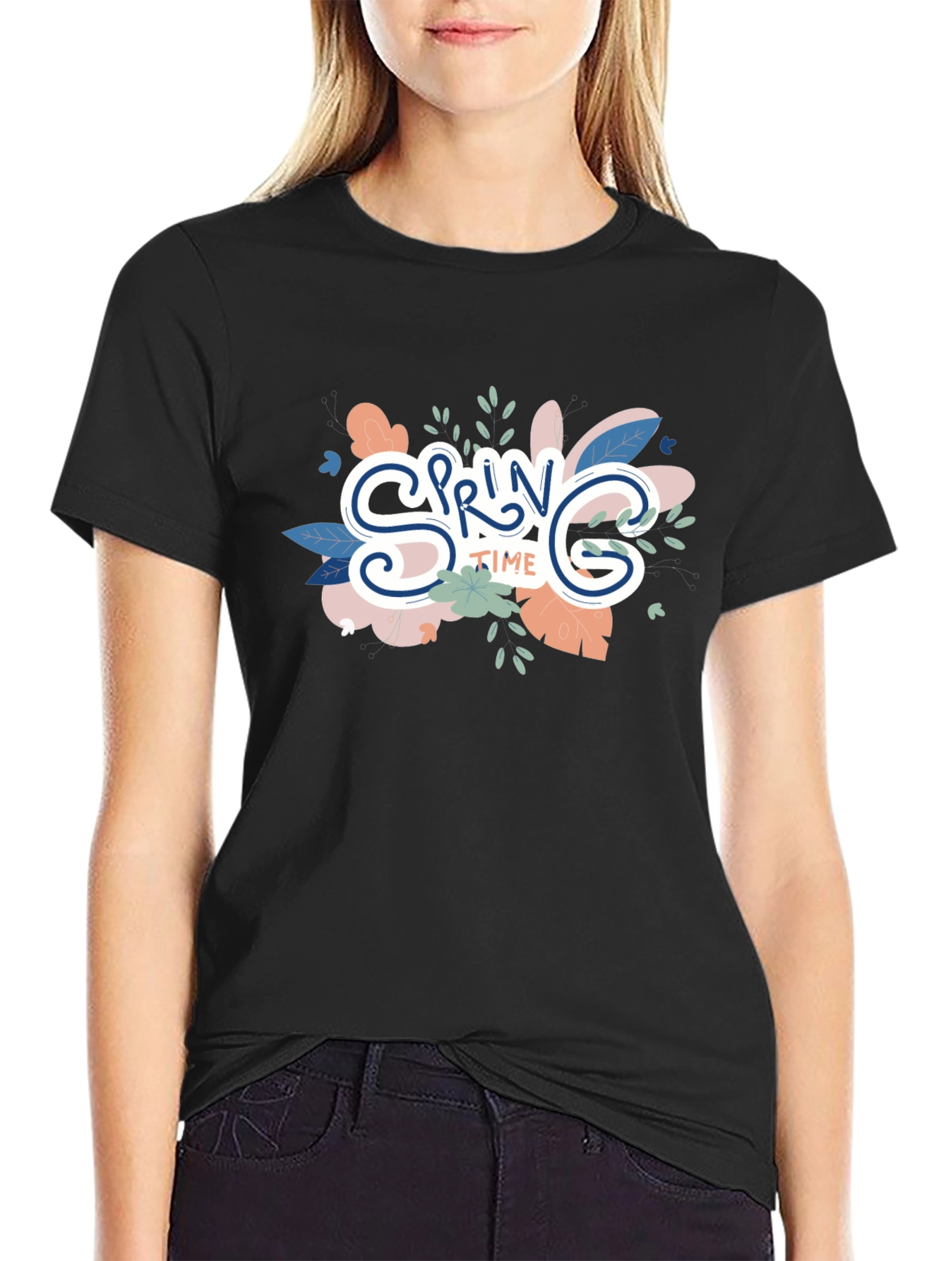 Spring Time Graphic Tee - Trendy Floral Design