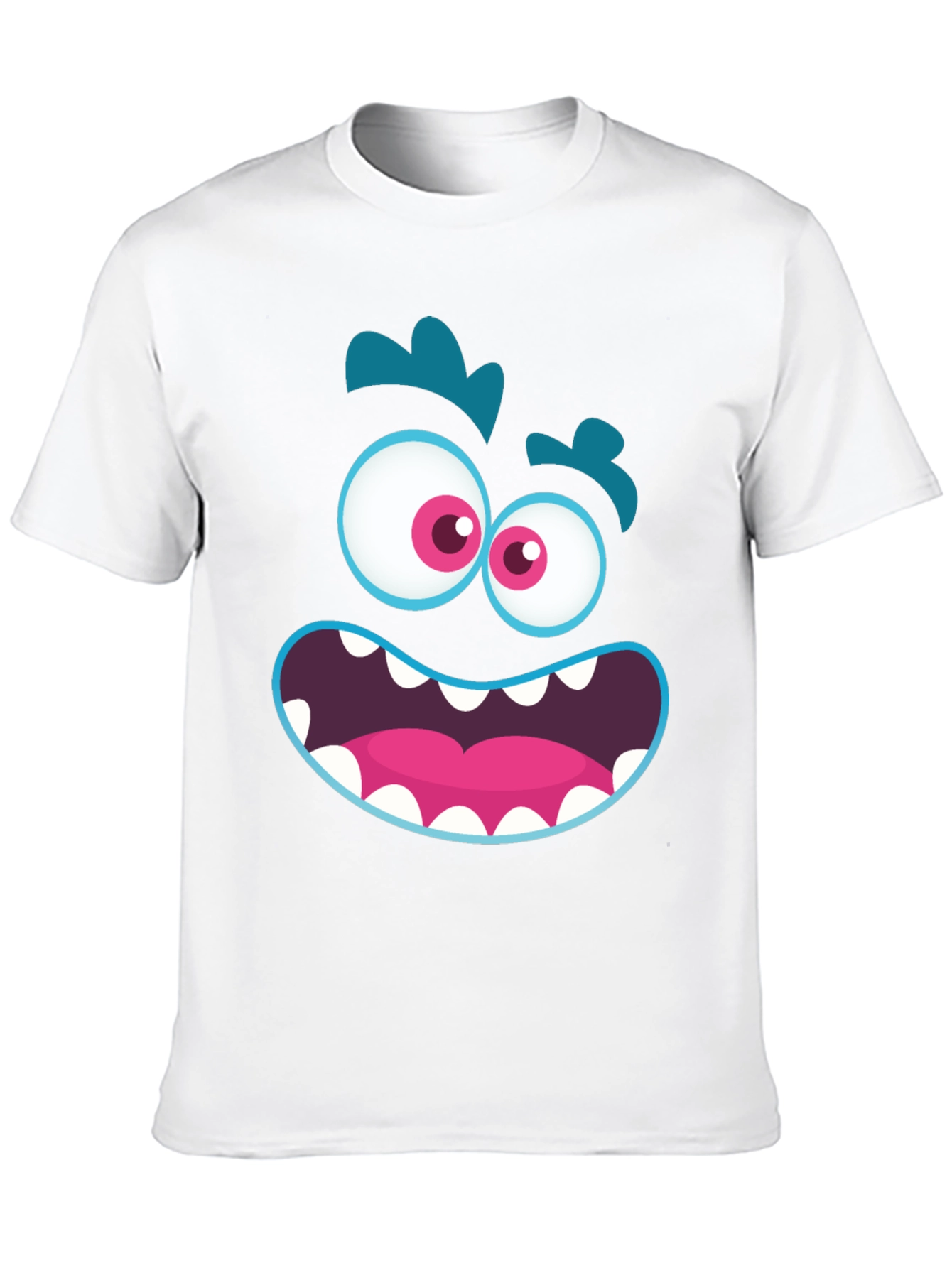 Funny Monster Face Graphic Tee - Black T-Shirt