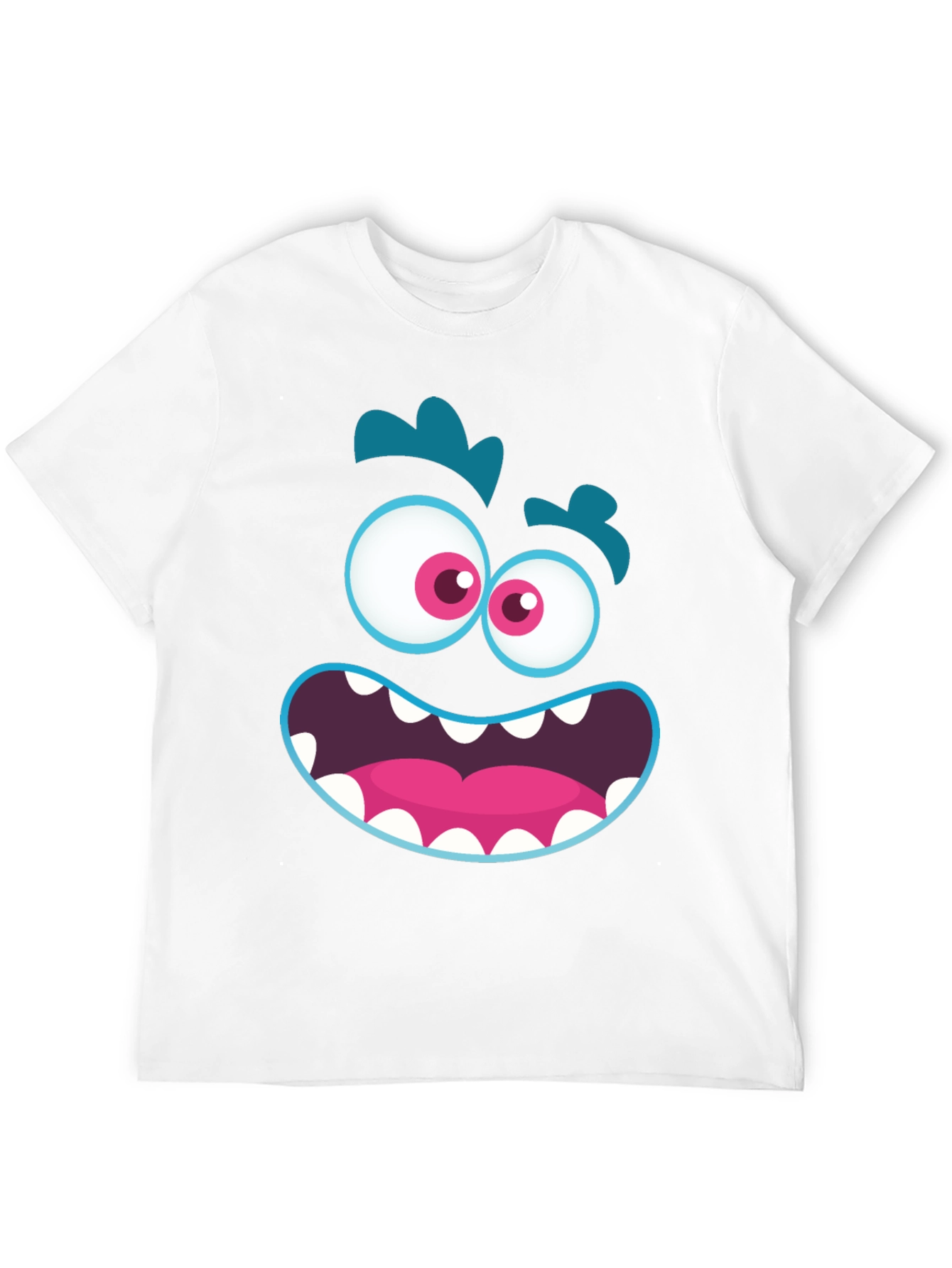 Funny Monster Face Graphic Tee - Black T-Shirt