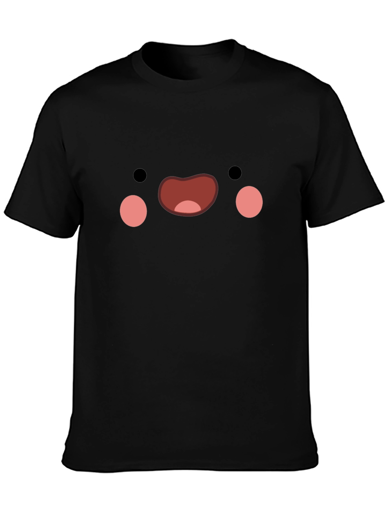 Cute Face Graphic Black T-Shirt