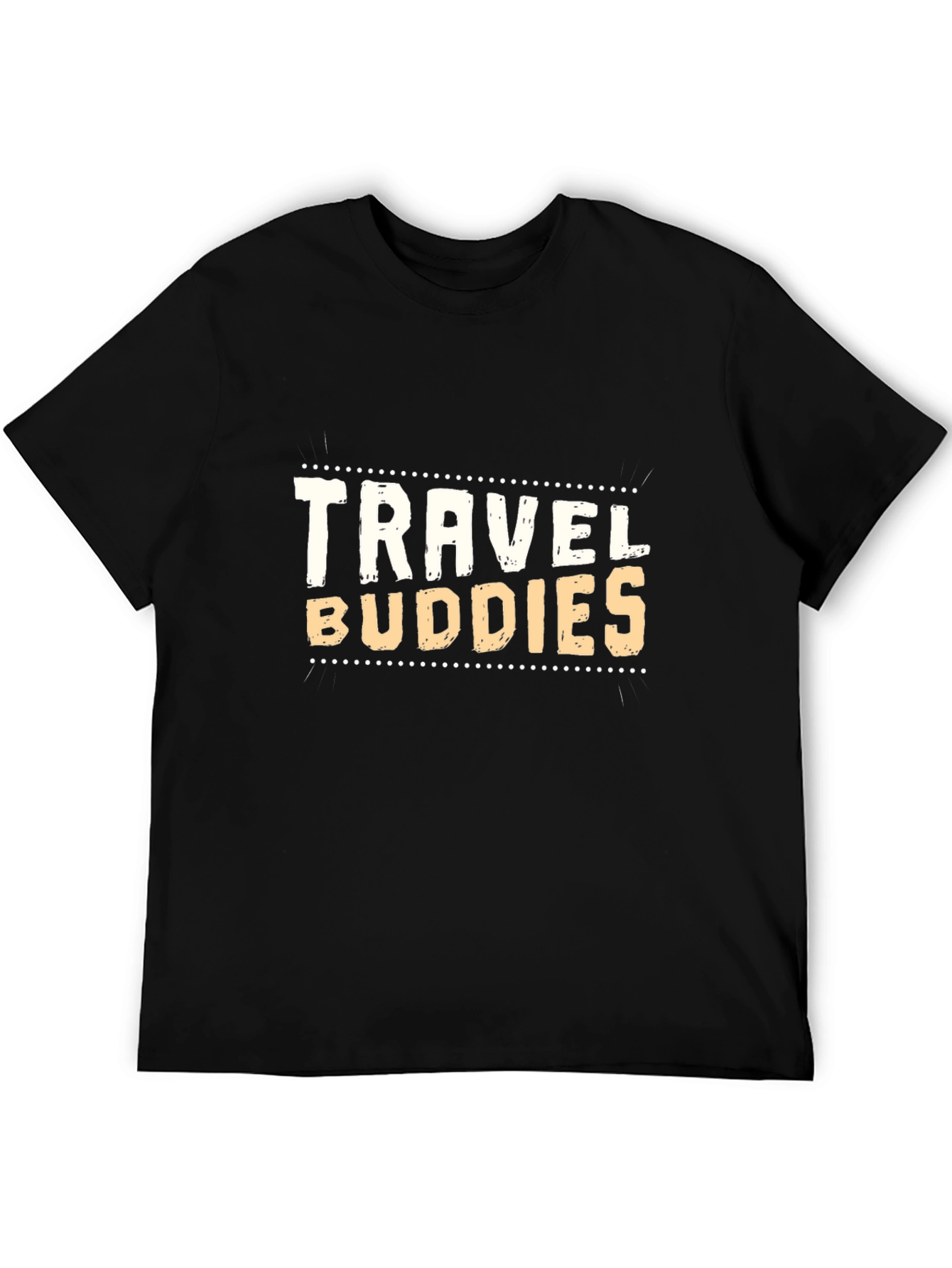 Travel Buddies Black Crew Neck T-Shirt