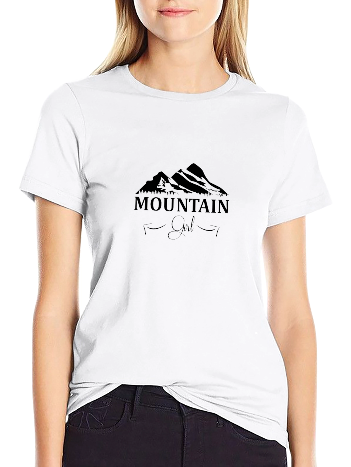 Mountain Girl Graphic T-Shirt - Black Crew Neck Tee