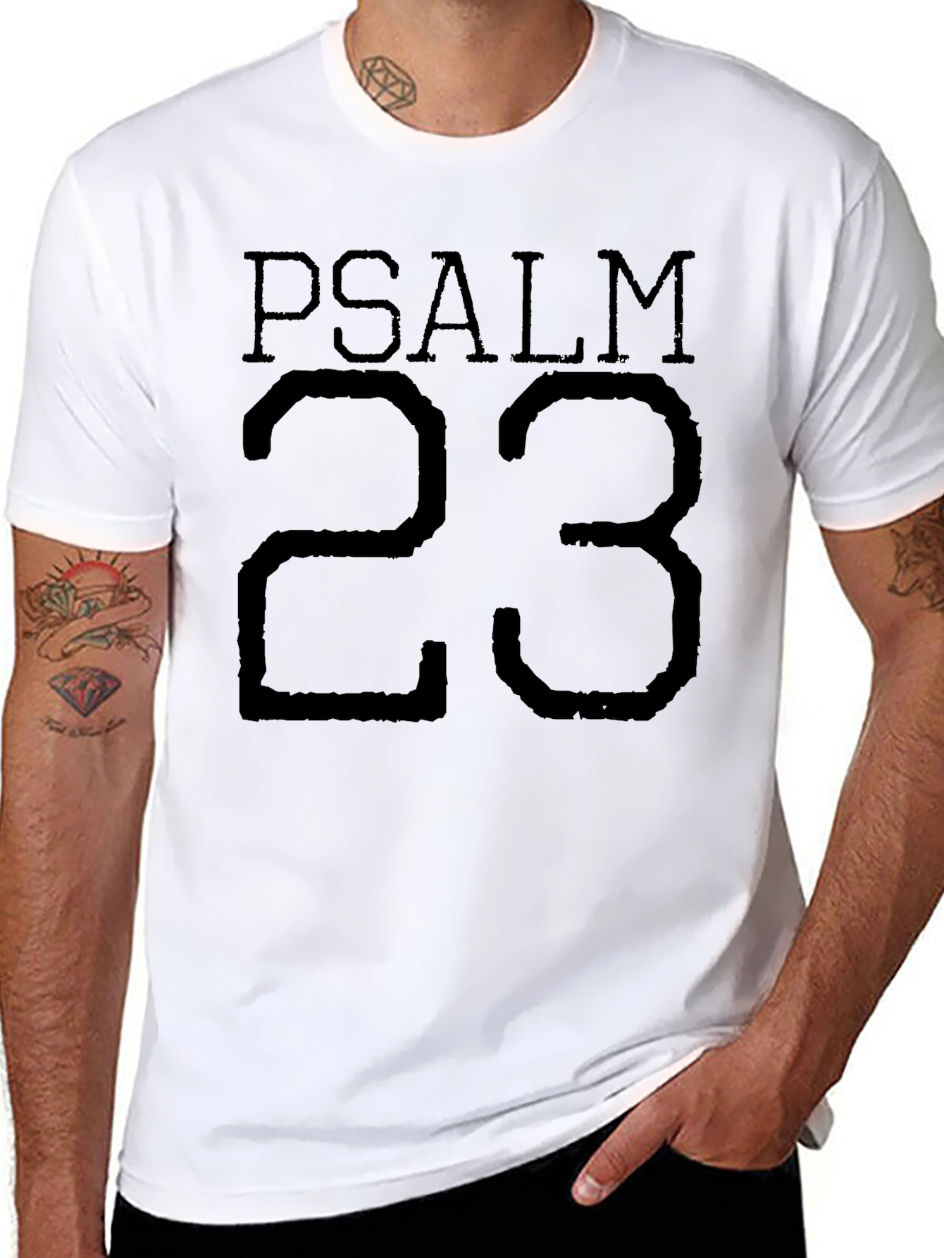 Psalm 23 Black T-Shirt - Religious Christian Tee