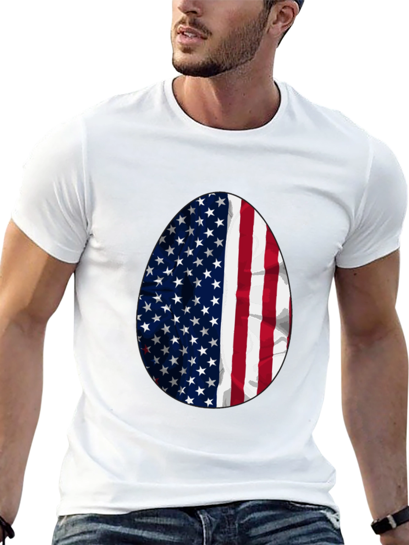 USA Flag Egg Graphic T-Shirt
