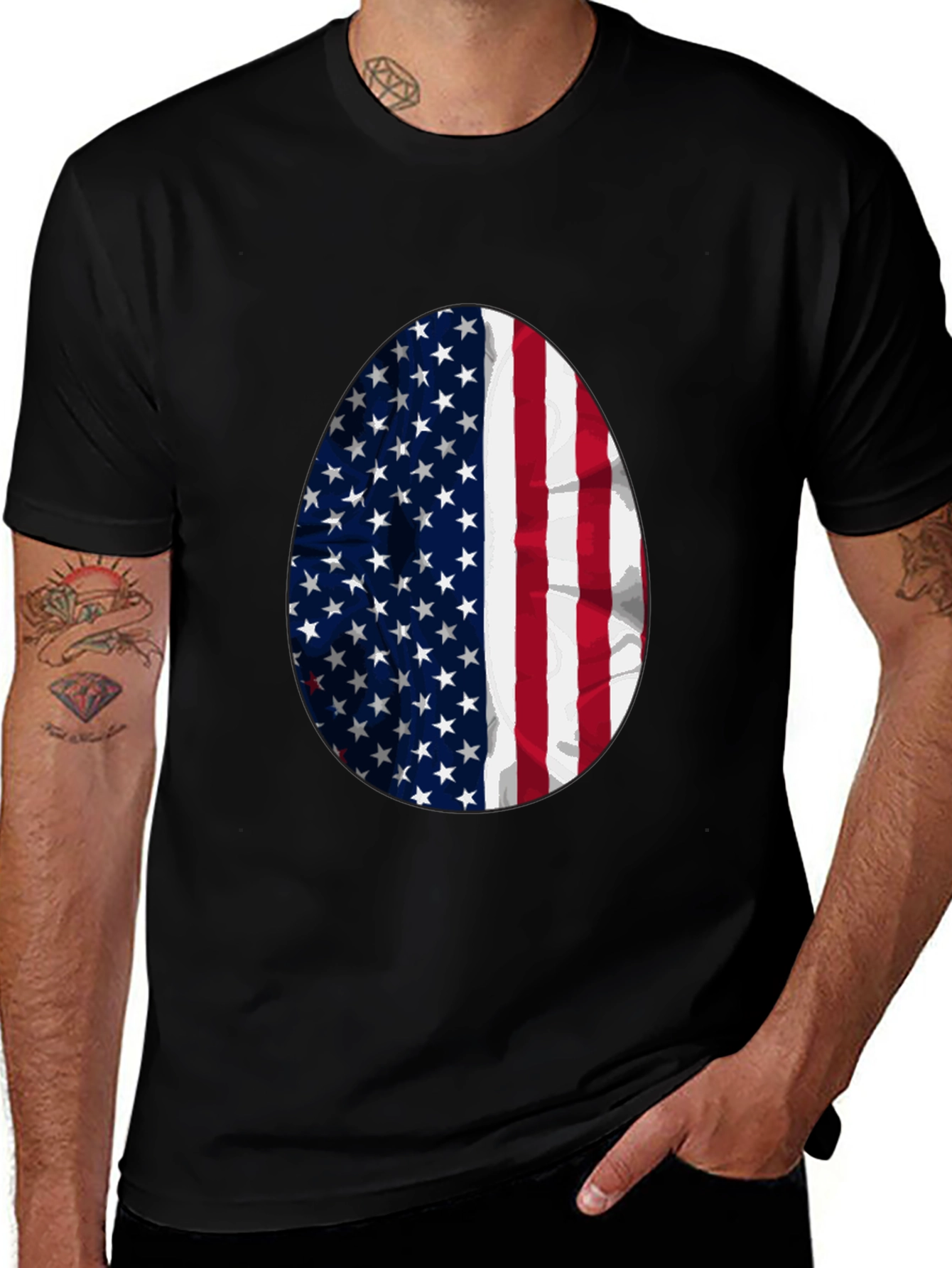 USA Flag Egg Graphic T-Shirt