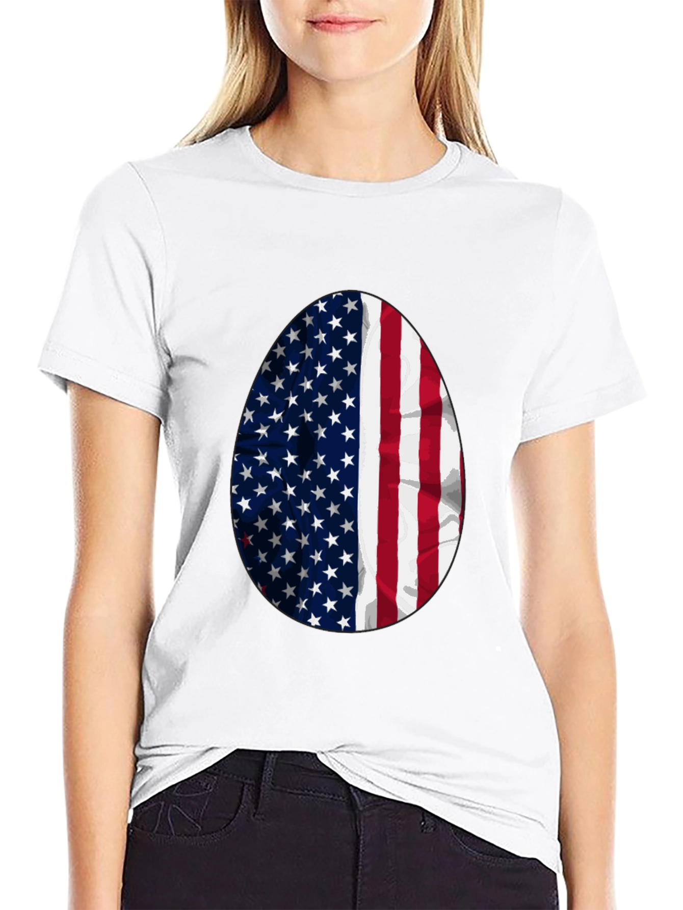 USA Flag Egg Graphic T-Shirt