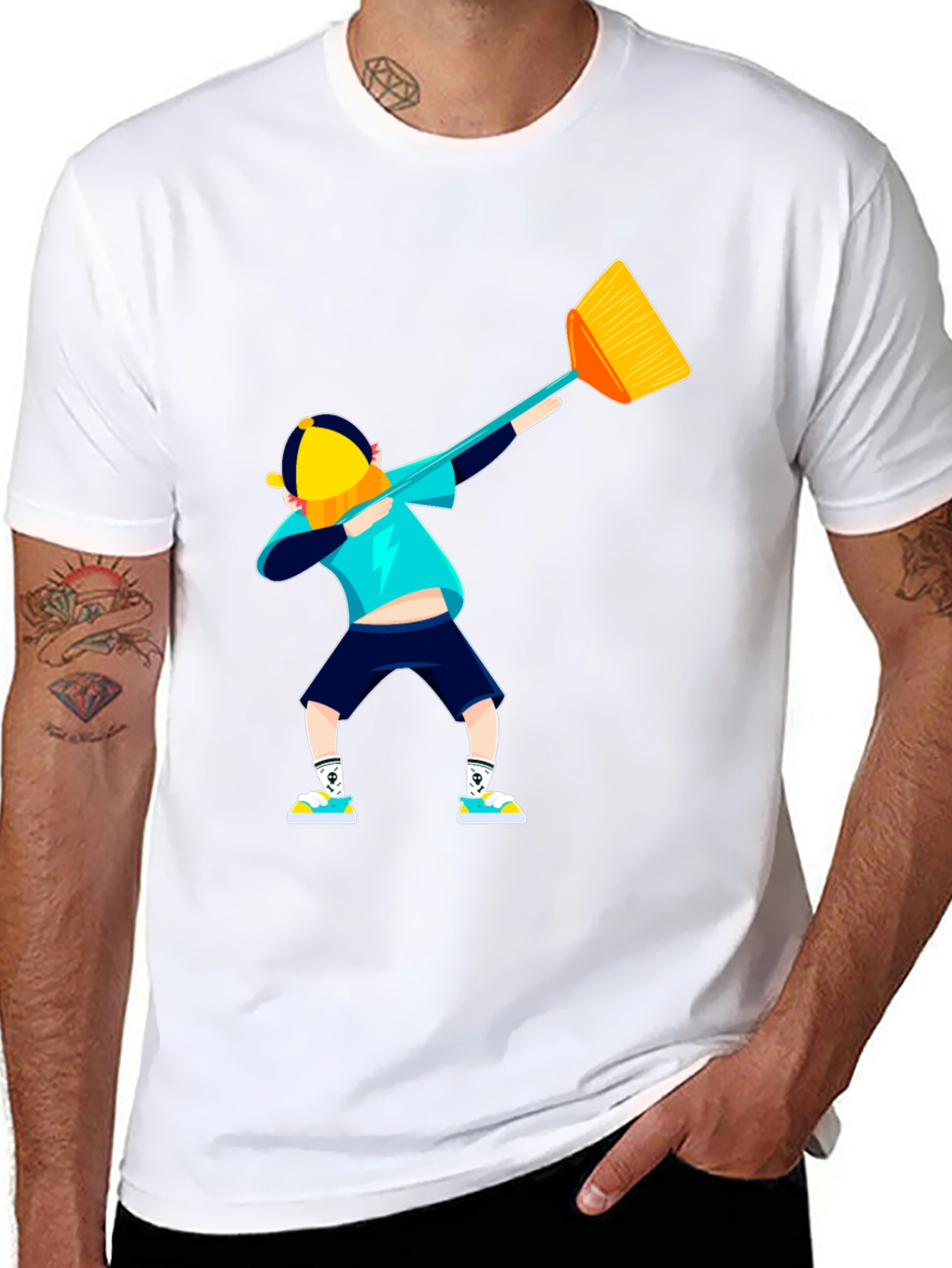 Dabbing Broom Boy Graphic T-Shirt