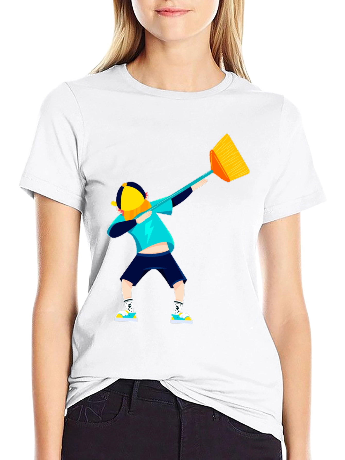Dabbing Broom Boy Graphic T-Shirt