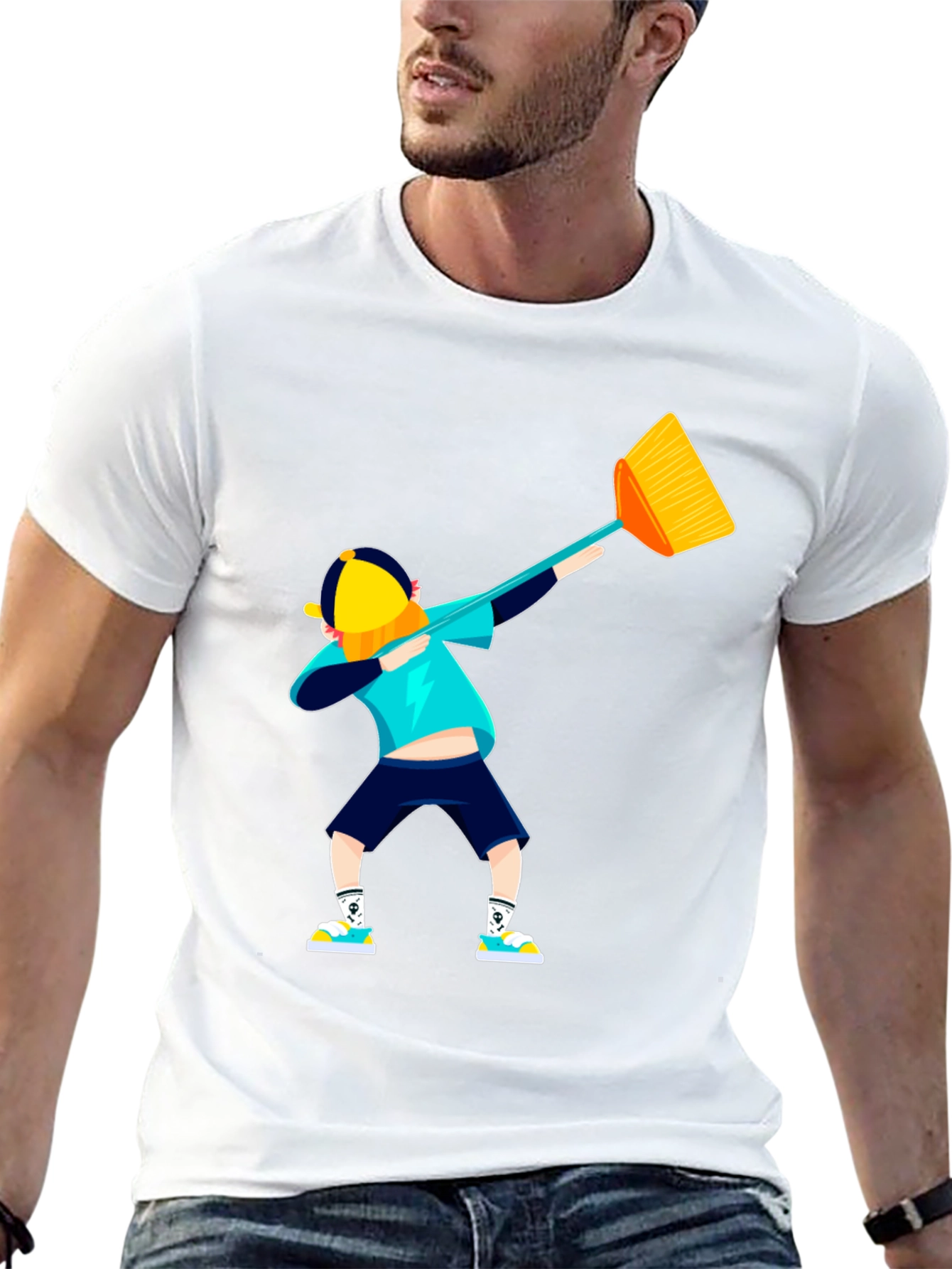 Dabbing Broom Boy Graphic T-Shirt