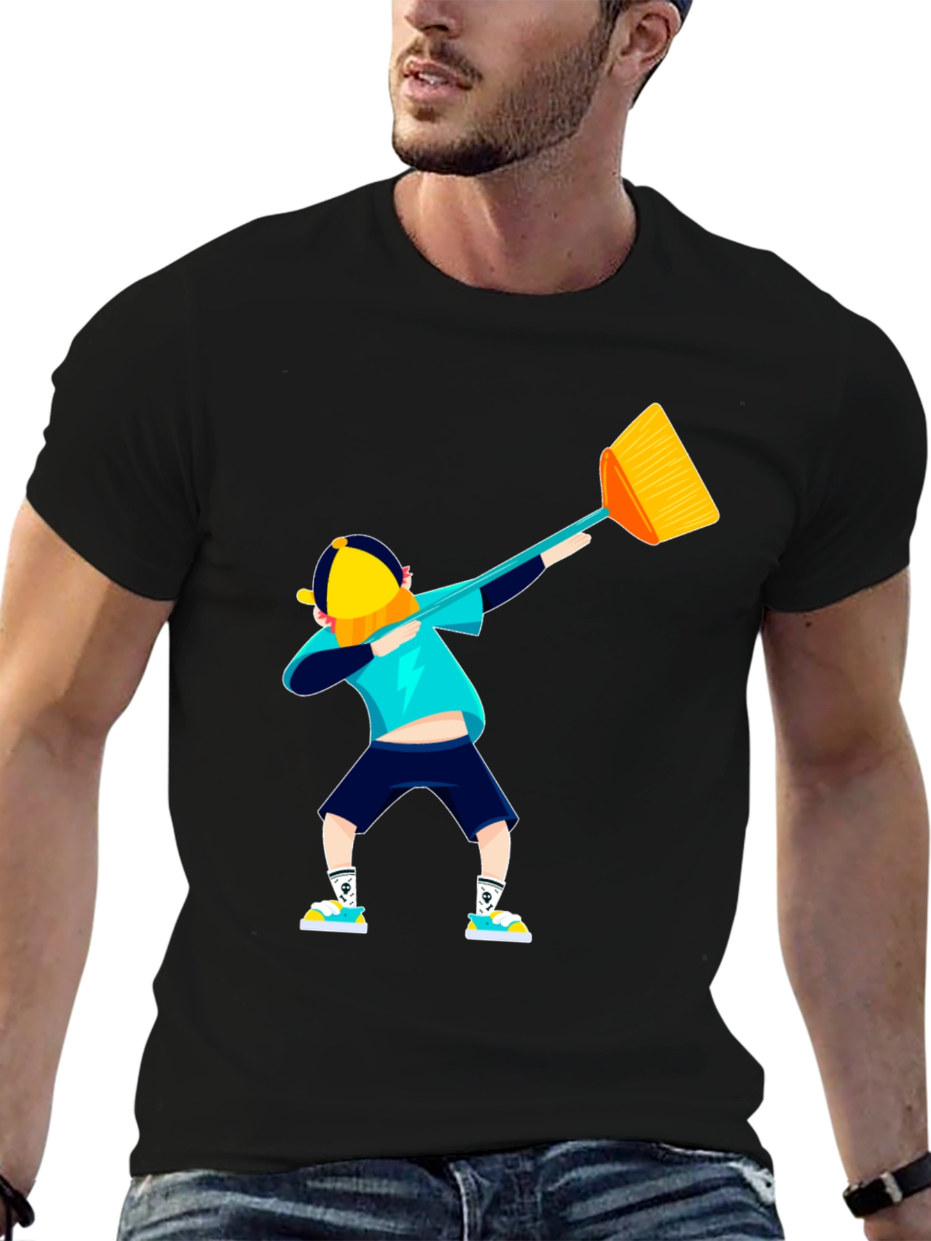 Dabbing Broom Boy Graphic T-Shirt