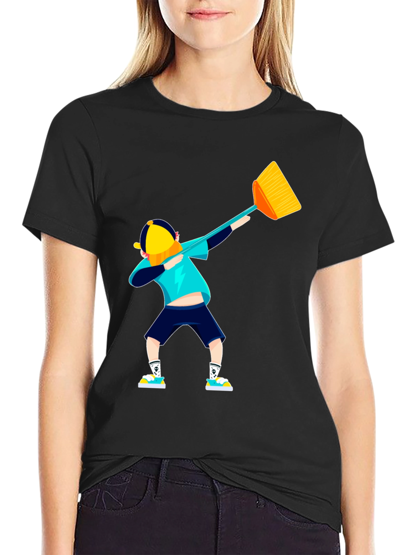 Dabbing Broom Boy Graphic T-Shirt