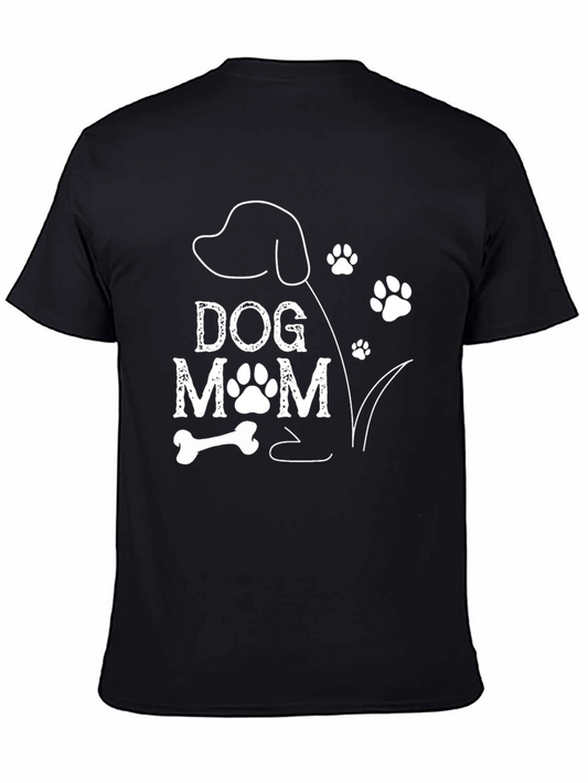 Dog Mom T-Shirt - Black Cotton Blend Casual Tee