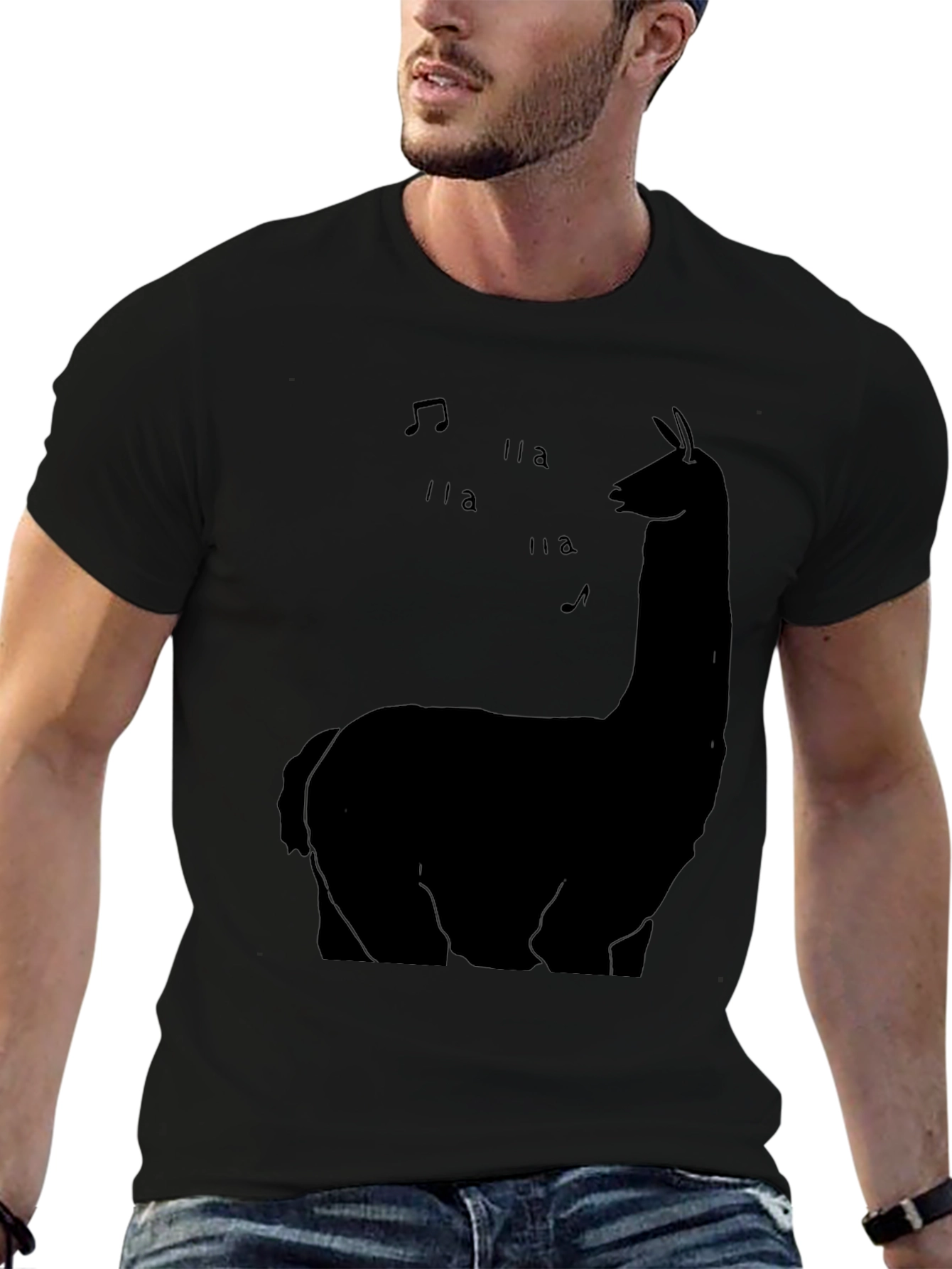 Llama Music Black T-Shirt - Casual Style
