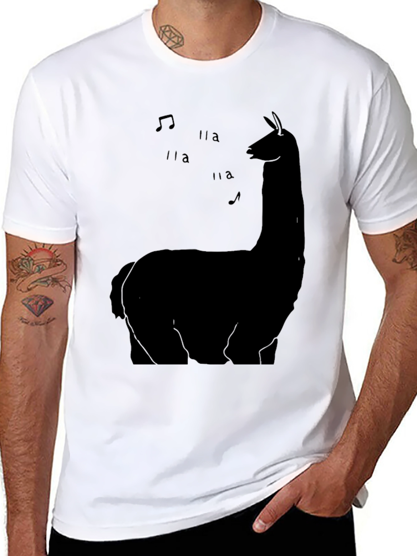 Llama Music Black T-Shirt - Casual Style